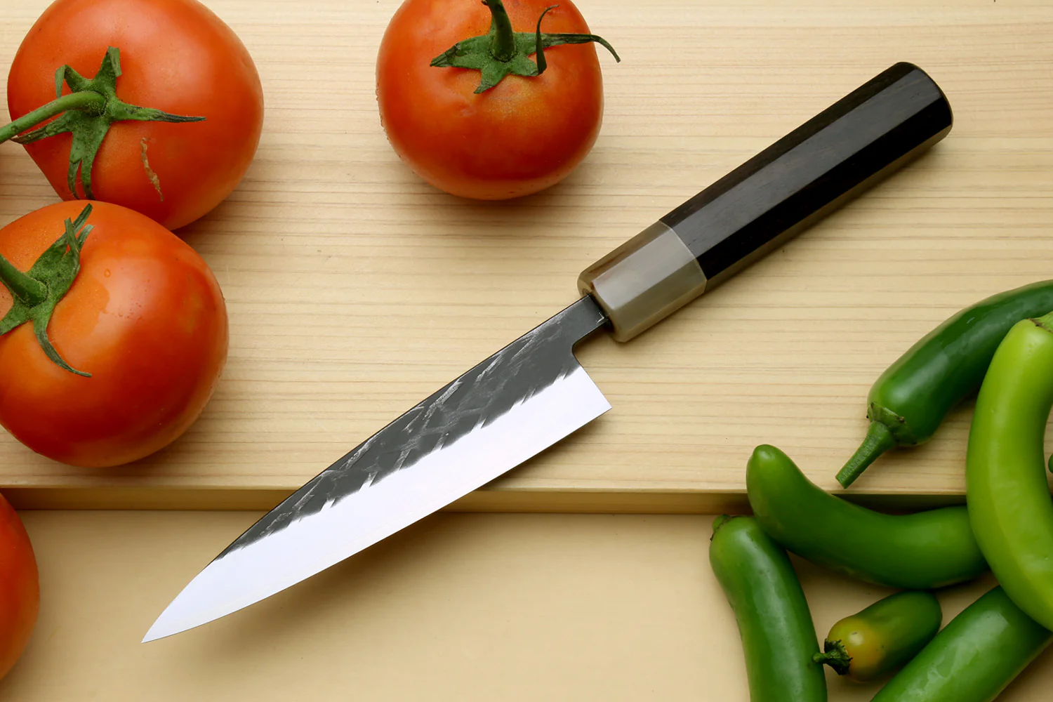 Yoshihiro Kurouchi Stainless Clad Nashiji High Performance SLD Nakiri & Petty 2pc Knife Set - Image 7