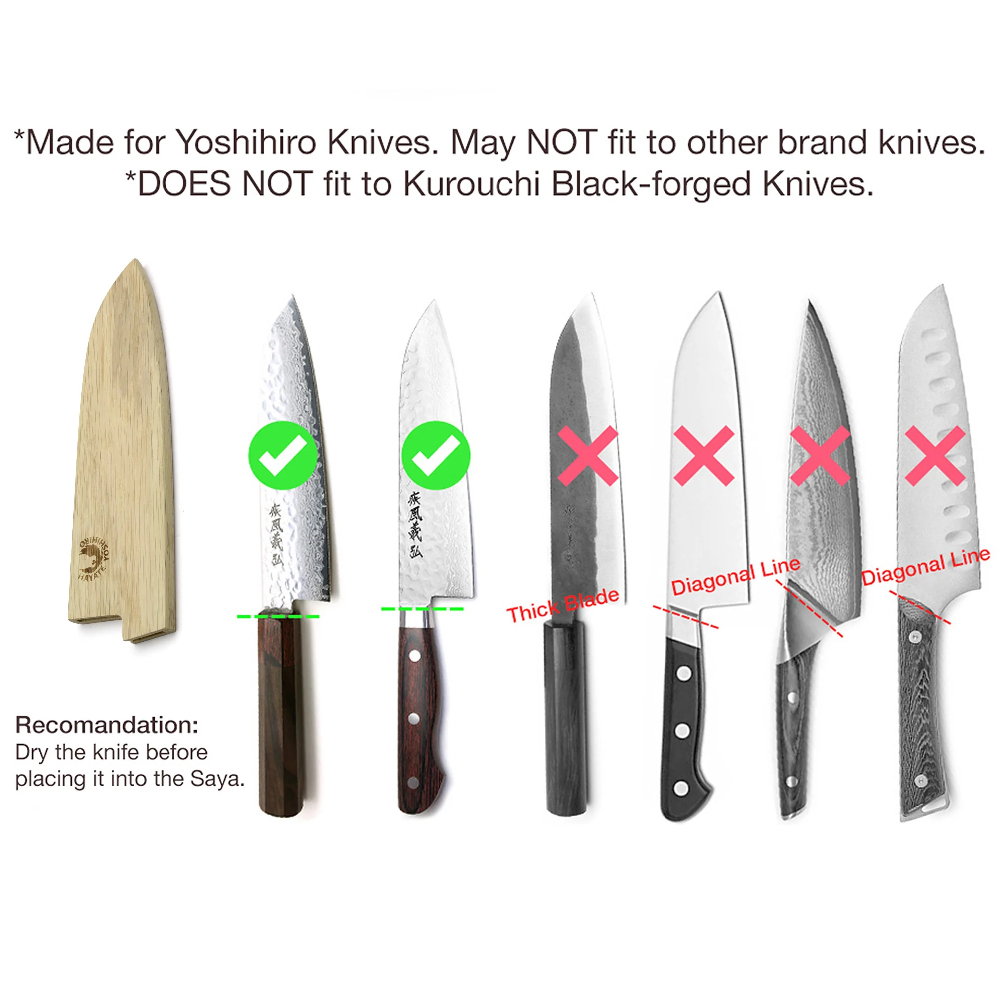 Yoshihiro Magnetic Oak Wood Saya Cover Blade Protector for Santoku - Image 8