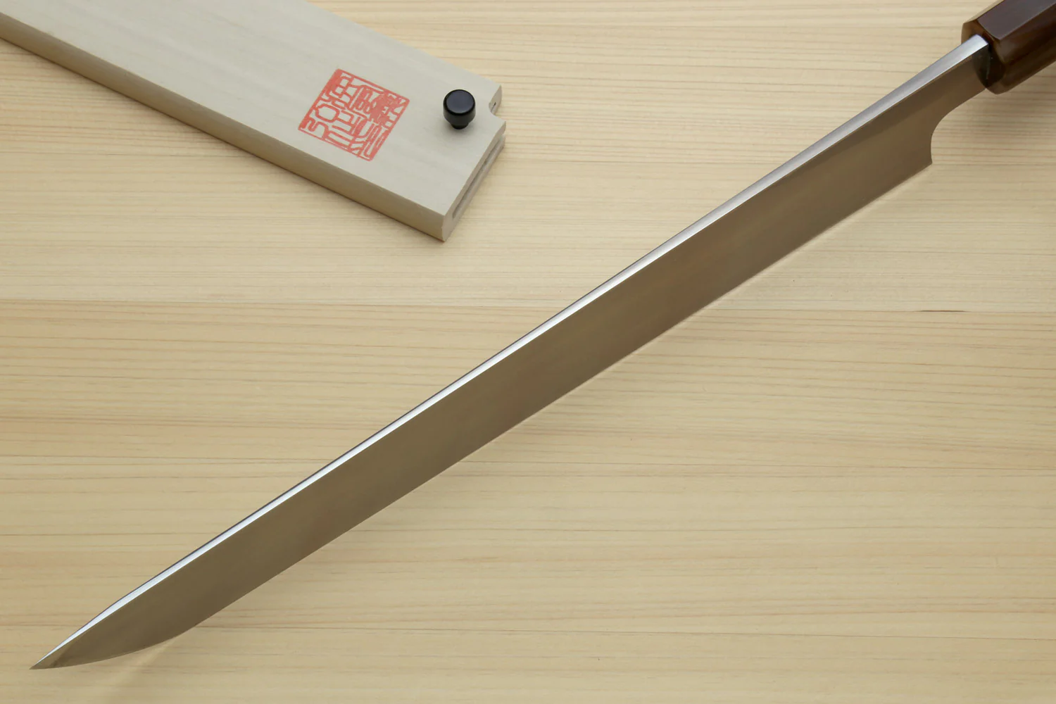 Yoshihiro Masashi Hongasumi White Steel Sakimaru Takobiki Sushi Sashimi Japanese Knife Ebony Handle - Image 5