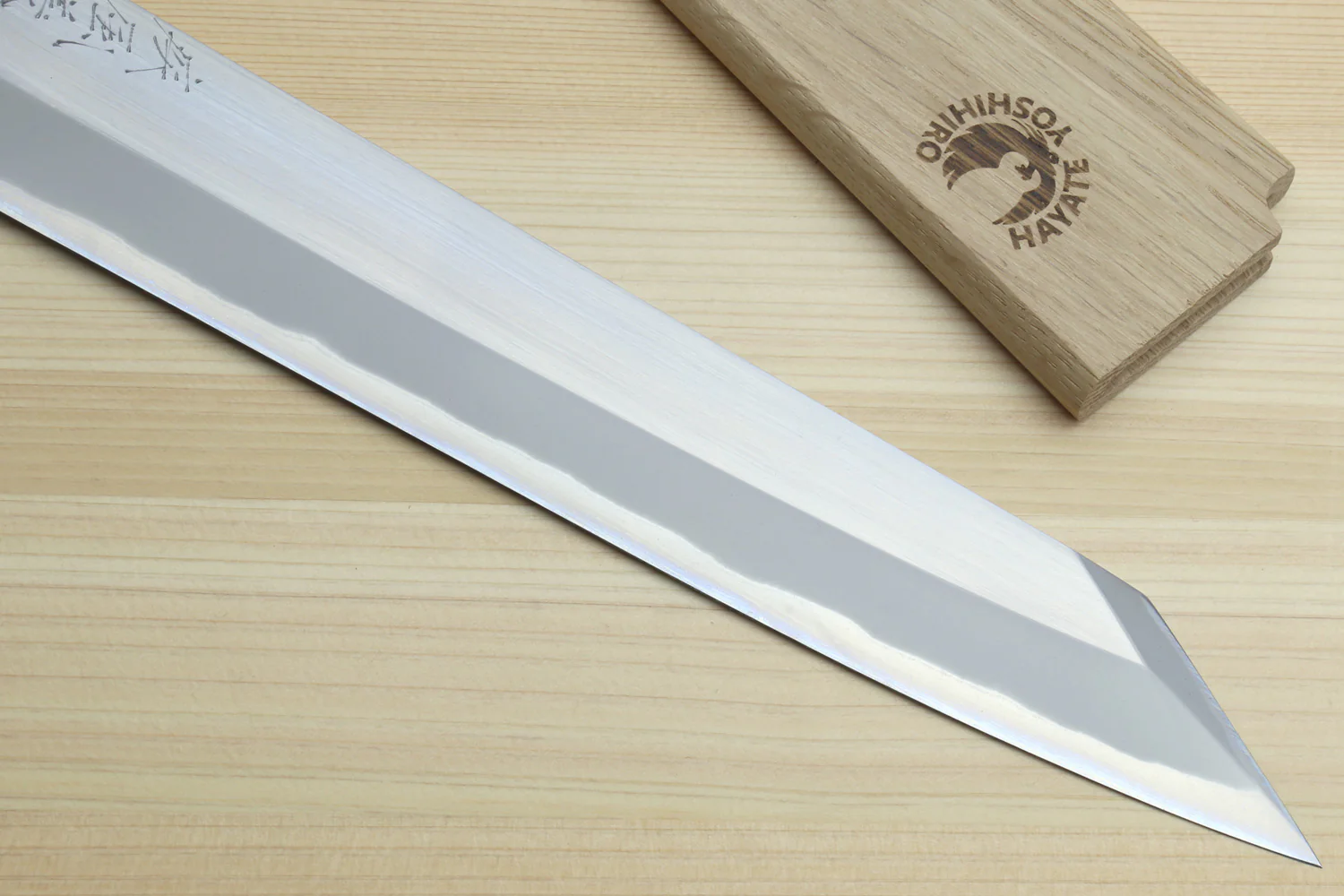 Yoshihiro Masashi Hongasumi White Steel Yanagi-Kiritsuke Sushi Sashimi Japanese Knife Ebony Handle - Image 4