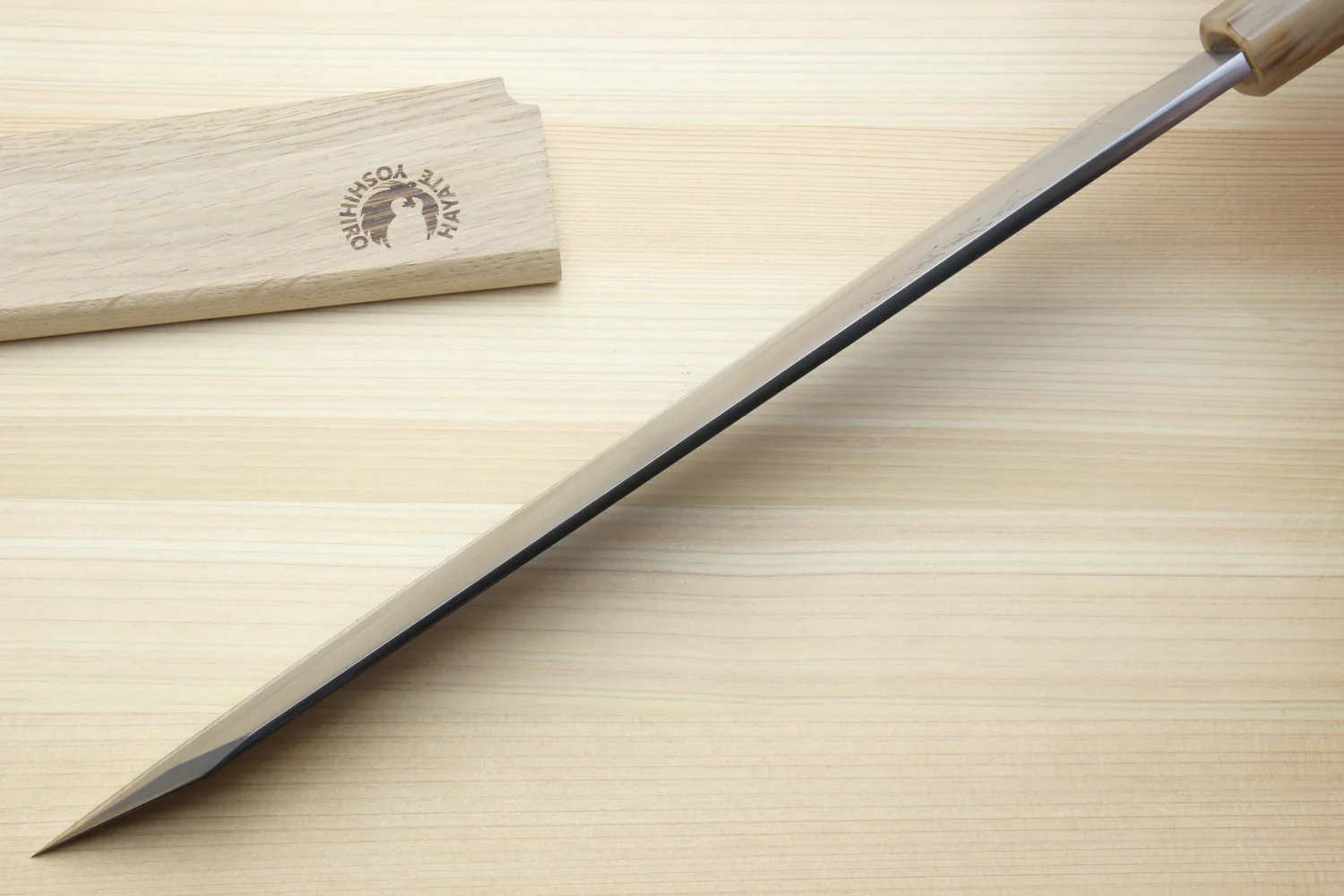 Yoshihiro Masashi Hongasumi White Steel Yanagi-Kiritsuke Sushi Sashimi Japanese Knife Ebony Handle - Image 5