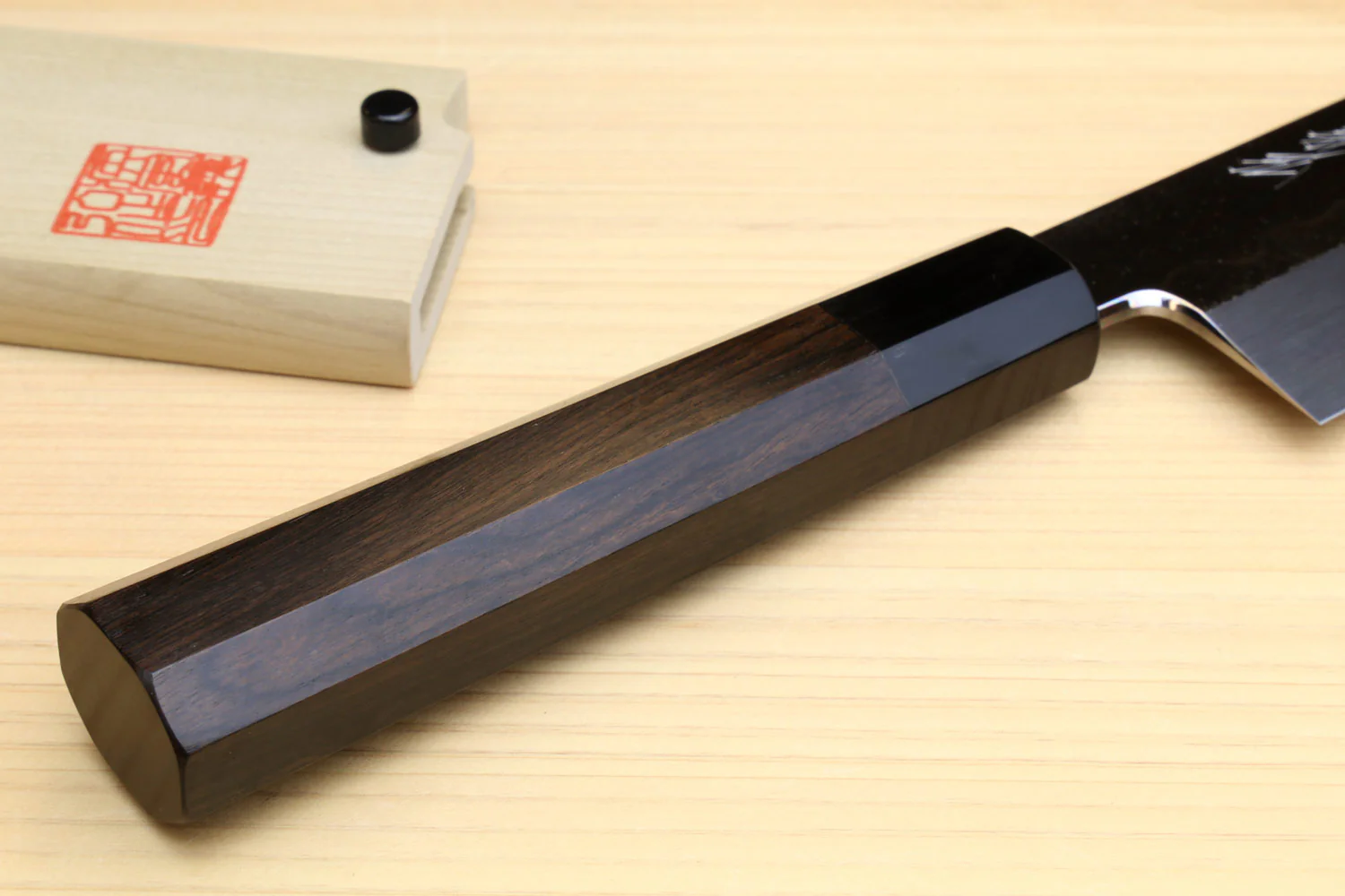 Yoshihiro Mizu Honyaki High Carbon White Steel #2 Mirror-Polished Namiukashi Edo Usuba Japanese Traditional Vegetable Knife Ebony Handle - Image 7