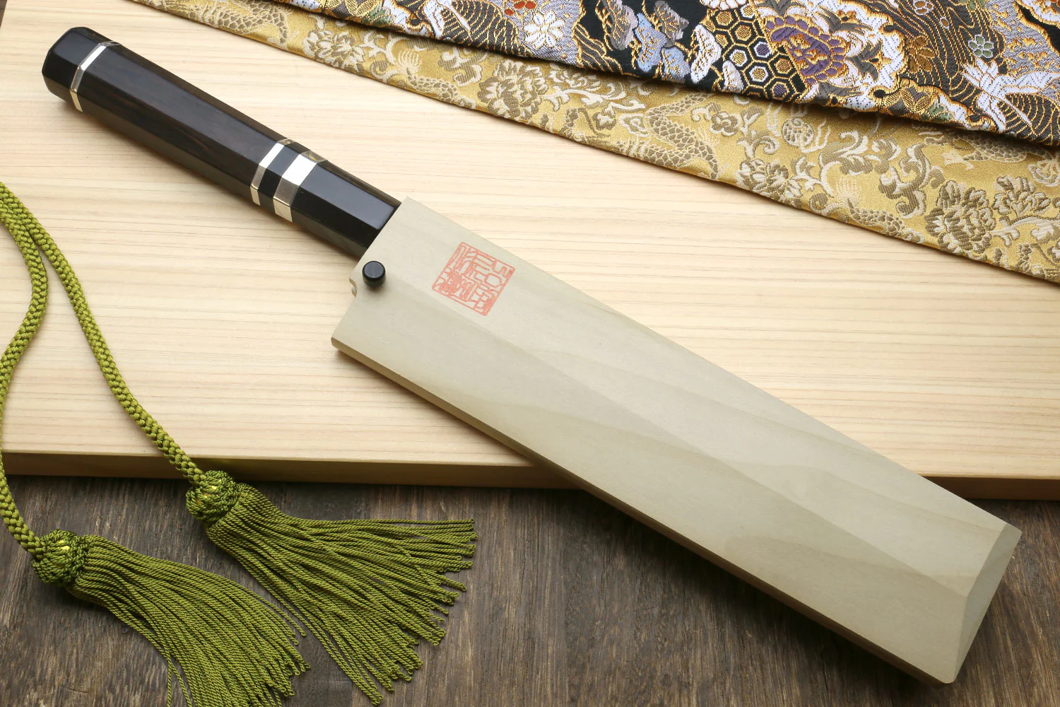 Yoshihiro Mizu Honyaki High Carbon White Steel #2 Mirror-Polished Namiukashi Edo Usuba Japanese Traditional Vegetable Knife Triple Silver Ring Ebony Handle - Image 8