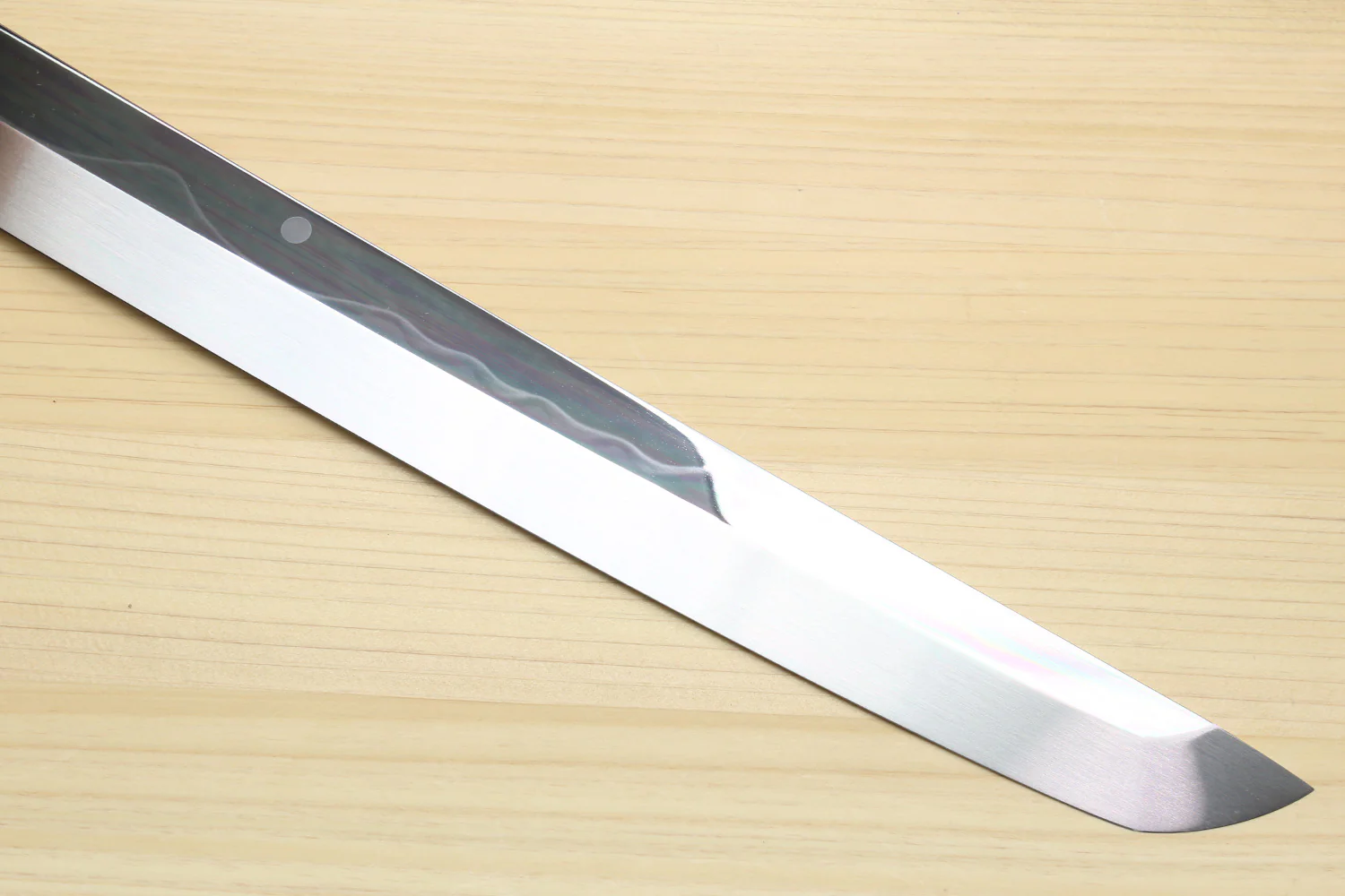 Yoshihiro Mizu Honyaki White Steel #1 Two Sided Mirror-Finished Mt. Fuji Namiukashi Sakimaru Takobiki Premium Ebony Handle - IKEDA Limited Edition (with Magnolia Saya) - Image 5