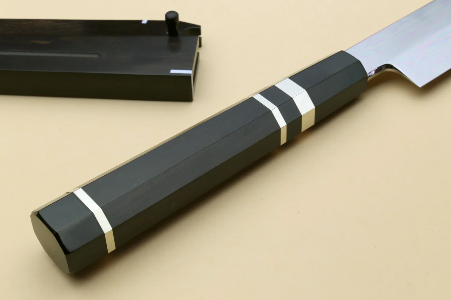 Yoshihiro Mizu Honyaki White Steel #1 Two Sided Mirror-Finished Mt. Fuji Namiukashi Yanagi Premium Triple Nickel Silver Ring Ebony Handle - IKEDA Limited Edition - Image 8