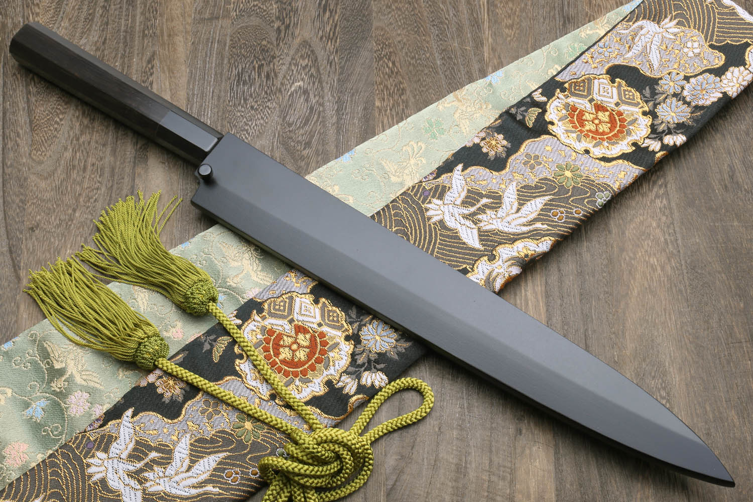 Yoshihiro Mizu Honyaki White Steel Mirror-Finished Namiukashi Yanagi Ebony Handle - Image 9