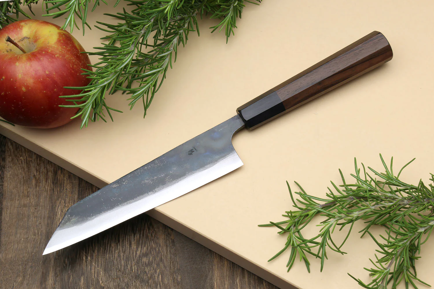 Yoshihiro Mizu Yaki Blue High Carbon Steel #1 Kurouchi Petty Kiritsuke Japanese Utility Knife Shitan Handle - Image 3