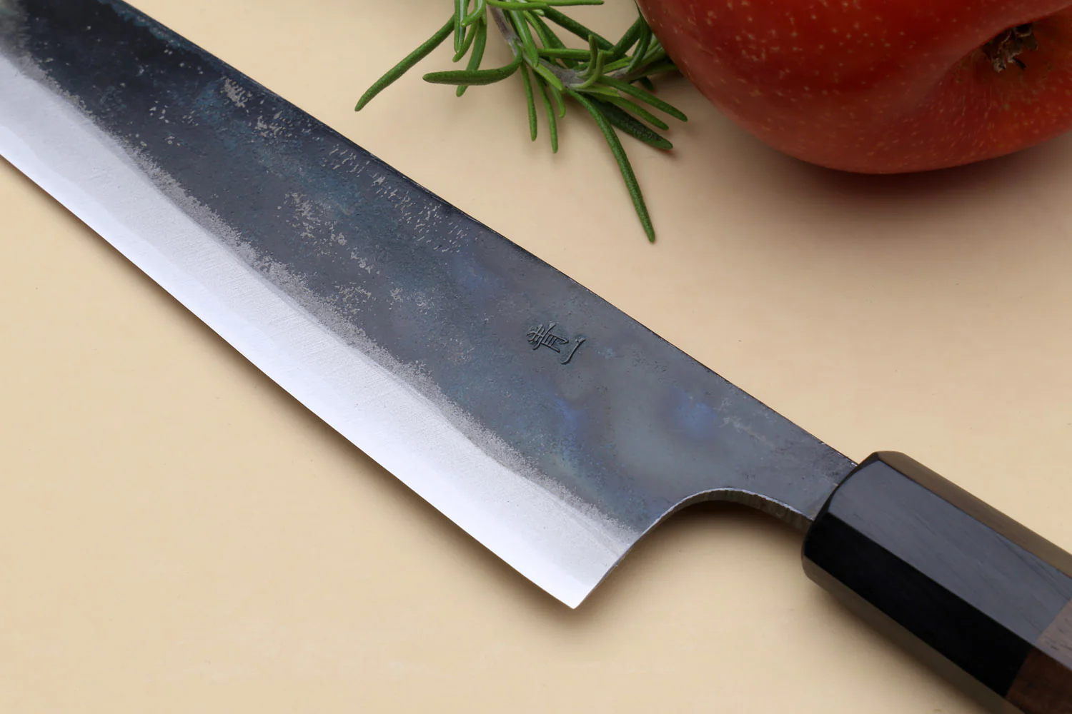 Yoshihiro Mizu Yaki Blue High Carbon Steel #1 Kurouchi Petty Kiritsuke Japanese Utility Knife Shitan Handle - Image 5