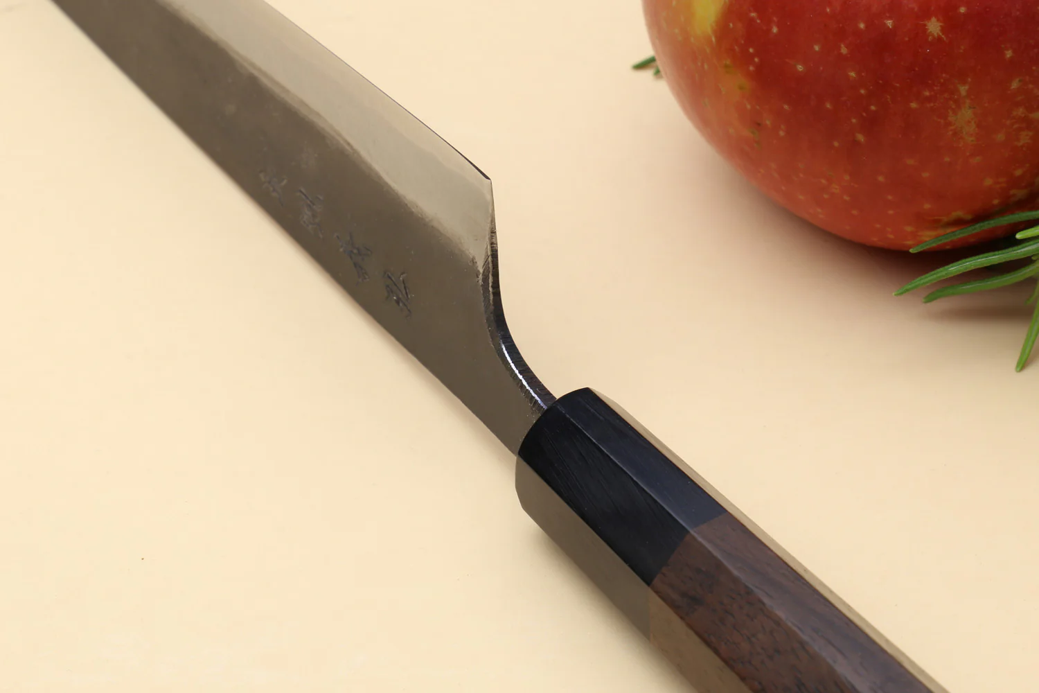 Yoshihiro Mizu Yaki Blue High Carbon Steel #1 Kurouchi Petty Kiritsuke Japanese Utility Knife Shitan Handle - Image 8