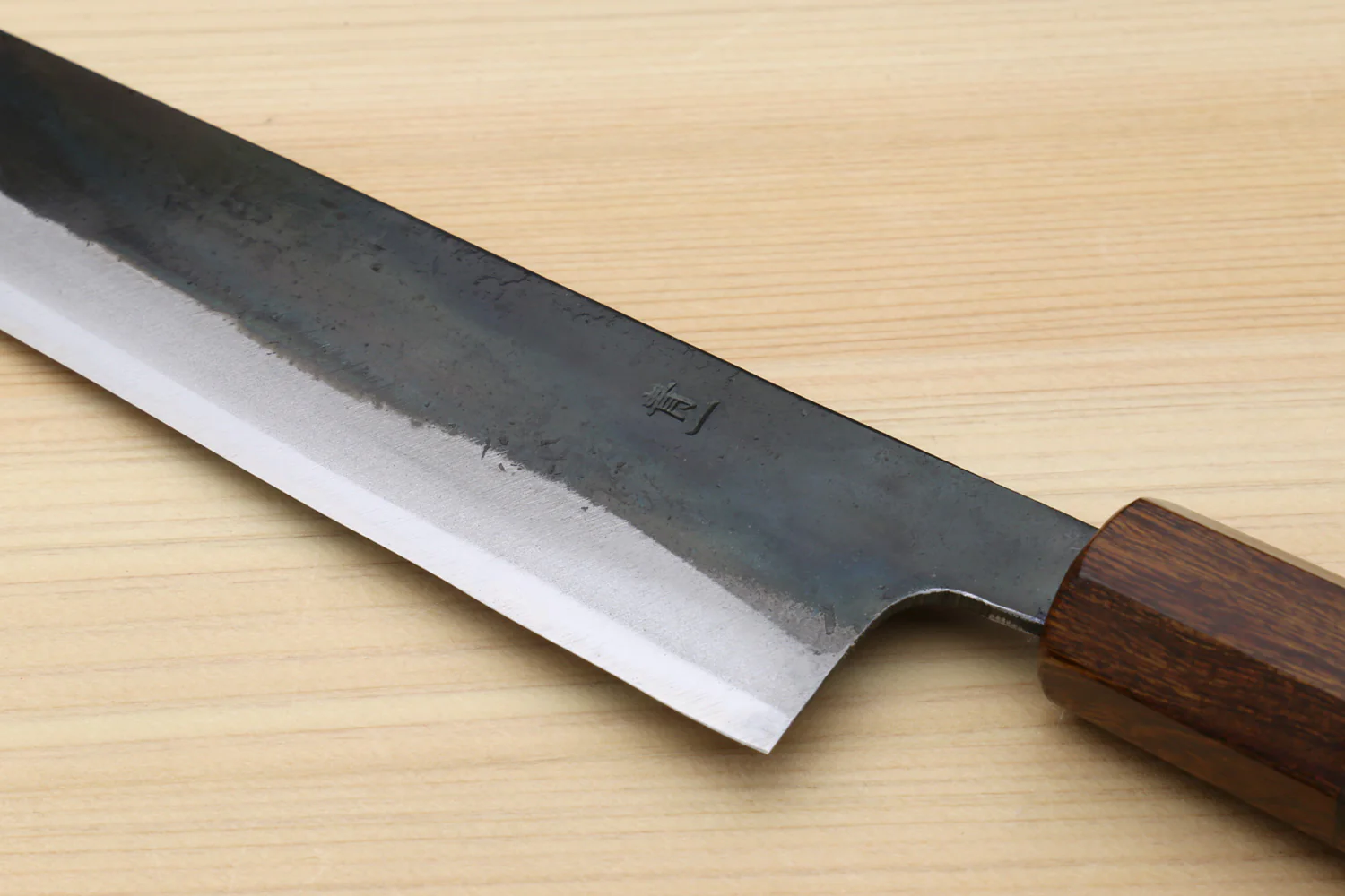 Yoshihiro Mizu Yaki Blue High Carbon Steel #1 Kurouchi Petty Kiritsuke Japanese Utility Knife Ebony Handle - Image 4