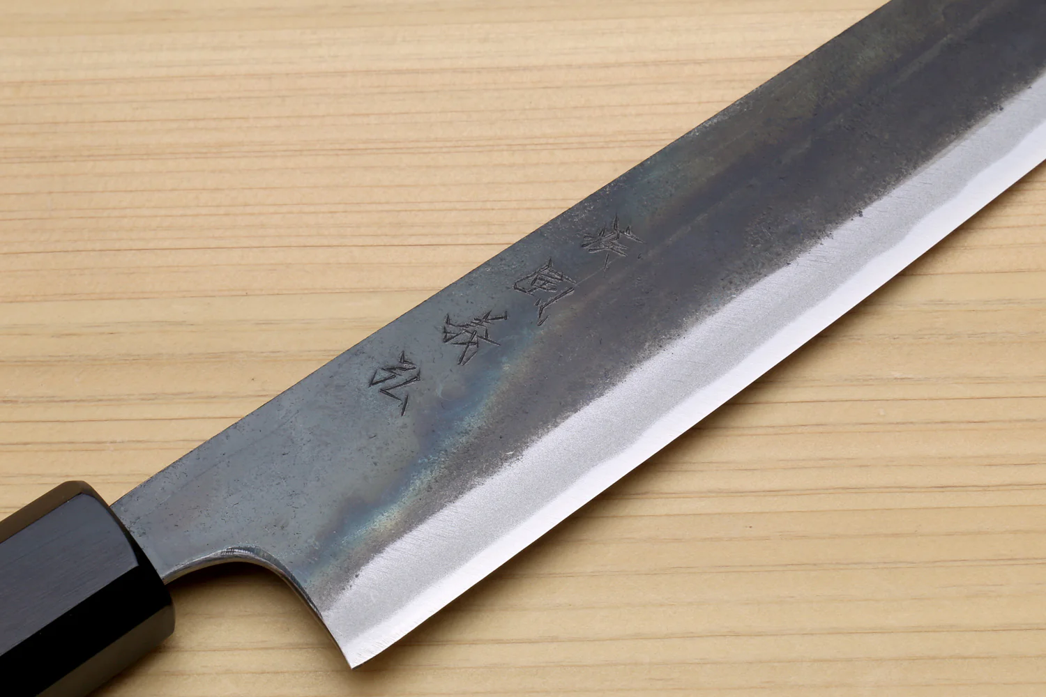 Yoshihiro Mizu Yaki Blue High Carbon Steel #1 Kurouchi Utility-Kiritsuke Japanese Knife Shitan Handle - Blade Length: 7"(180mm) - Image 4