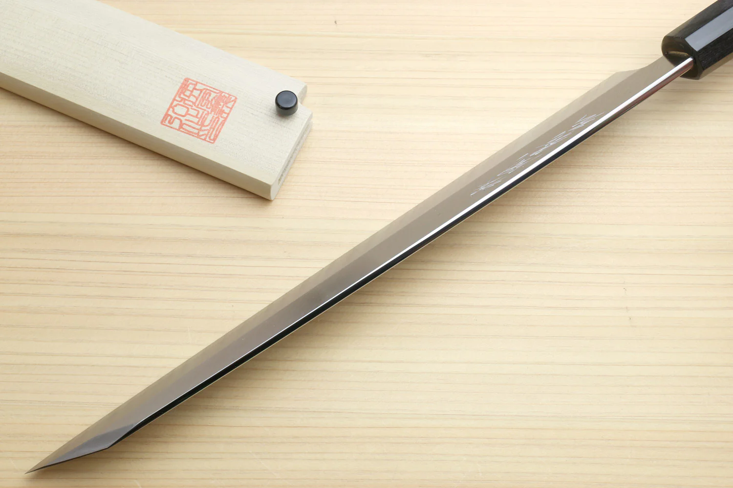 Yoshihiro Mizuyaki Hongasumi Ginsan High Carbon Stain Resistant Steel Yanagi-Kiritsuke Sushi Sashimi Japanese Knife Rosewood Handle - Image 7
