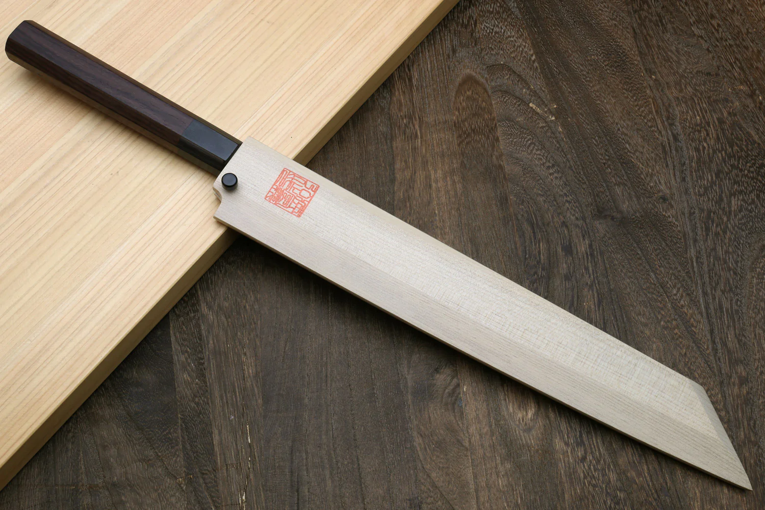 Yoshihiro Mizuyaki Hongasumi Ginsan High Carbon Stain Resistant Steel Yanagi-Kiritsuke Sushi Sashimi Japanese Knife Rosewood Handle - Image 8
