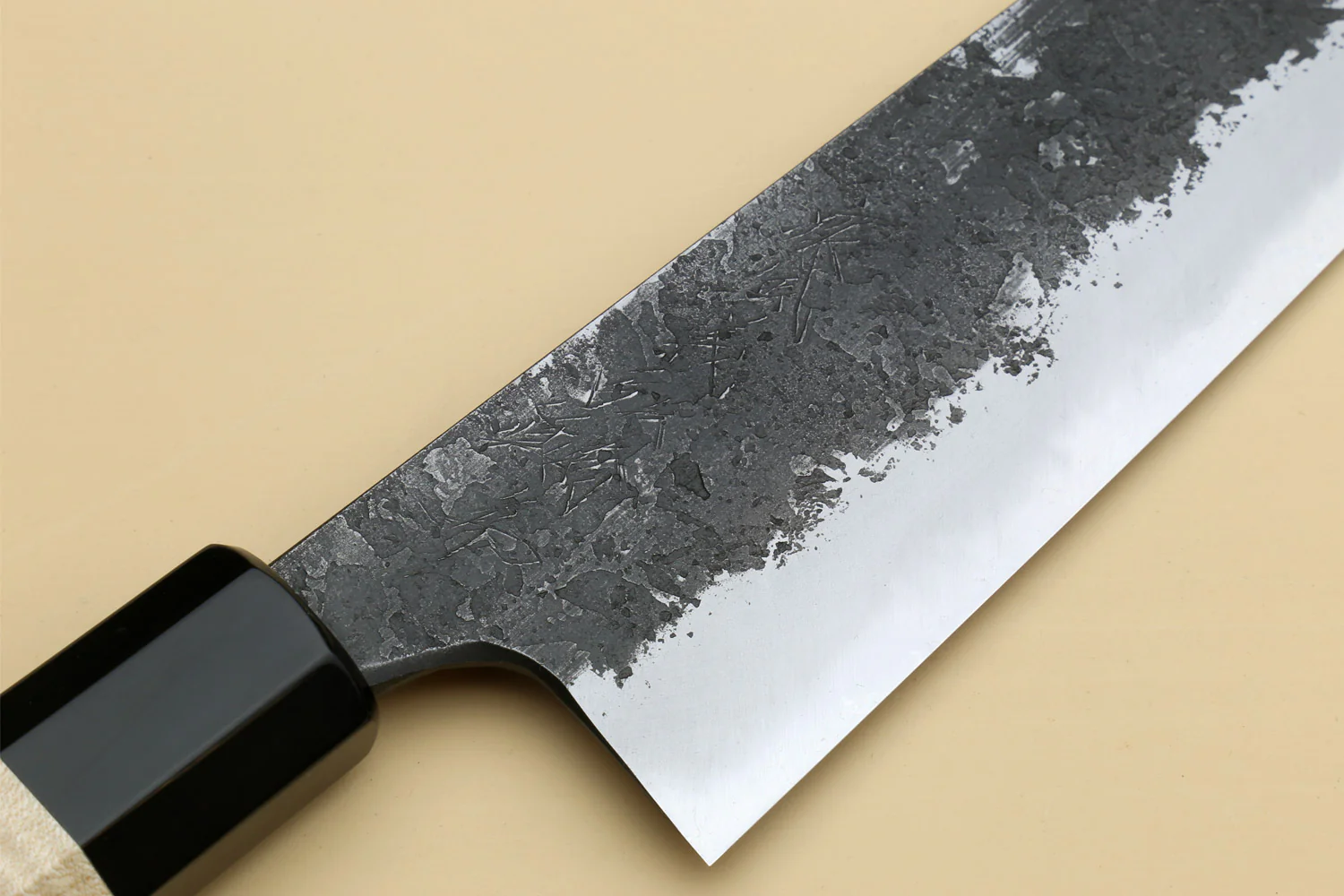 Yoshihiro Nashiji High Carbon White Steel MAZAKI Gyuto Japanese Chefs Knife with Camphor Handle - Image 4