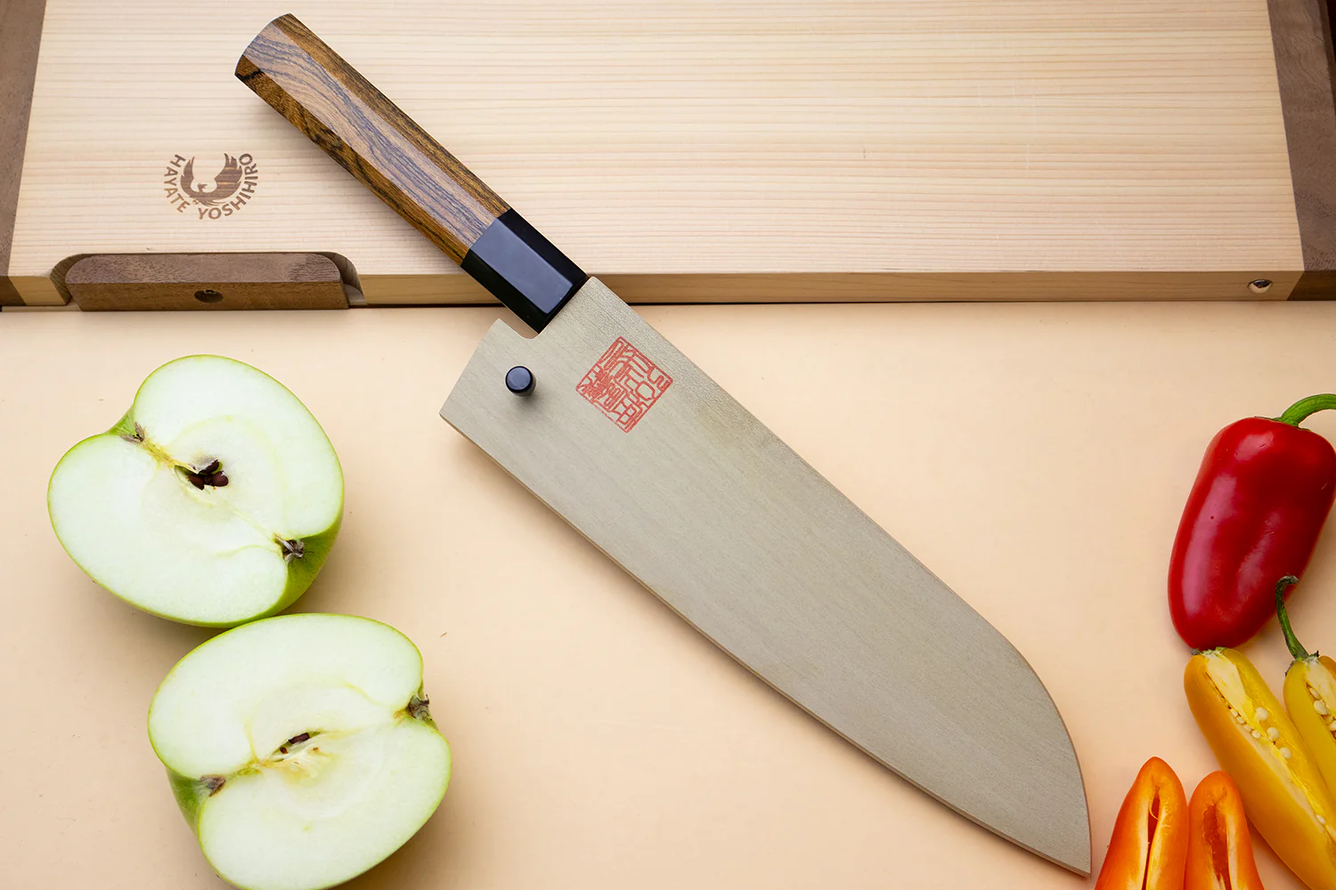 Yoshihiro Nashiji High Carbon White Steel #2 Japanese Bunka Chefs Knife with Cocobolo Wood Handle - Image 9