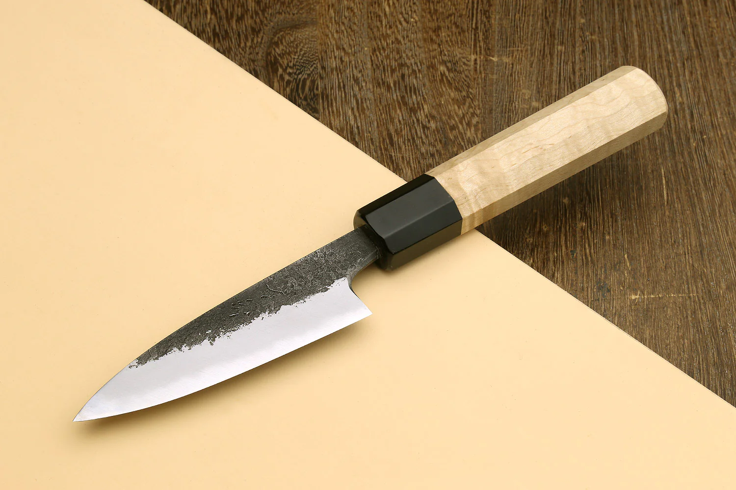 Yoshihiro Nashiji High Carbon White Steel MAZAKI Paring Japanese Peeling Knife 3.5" (90mm) with Camphor Handle - Image 3
