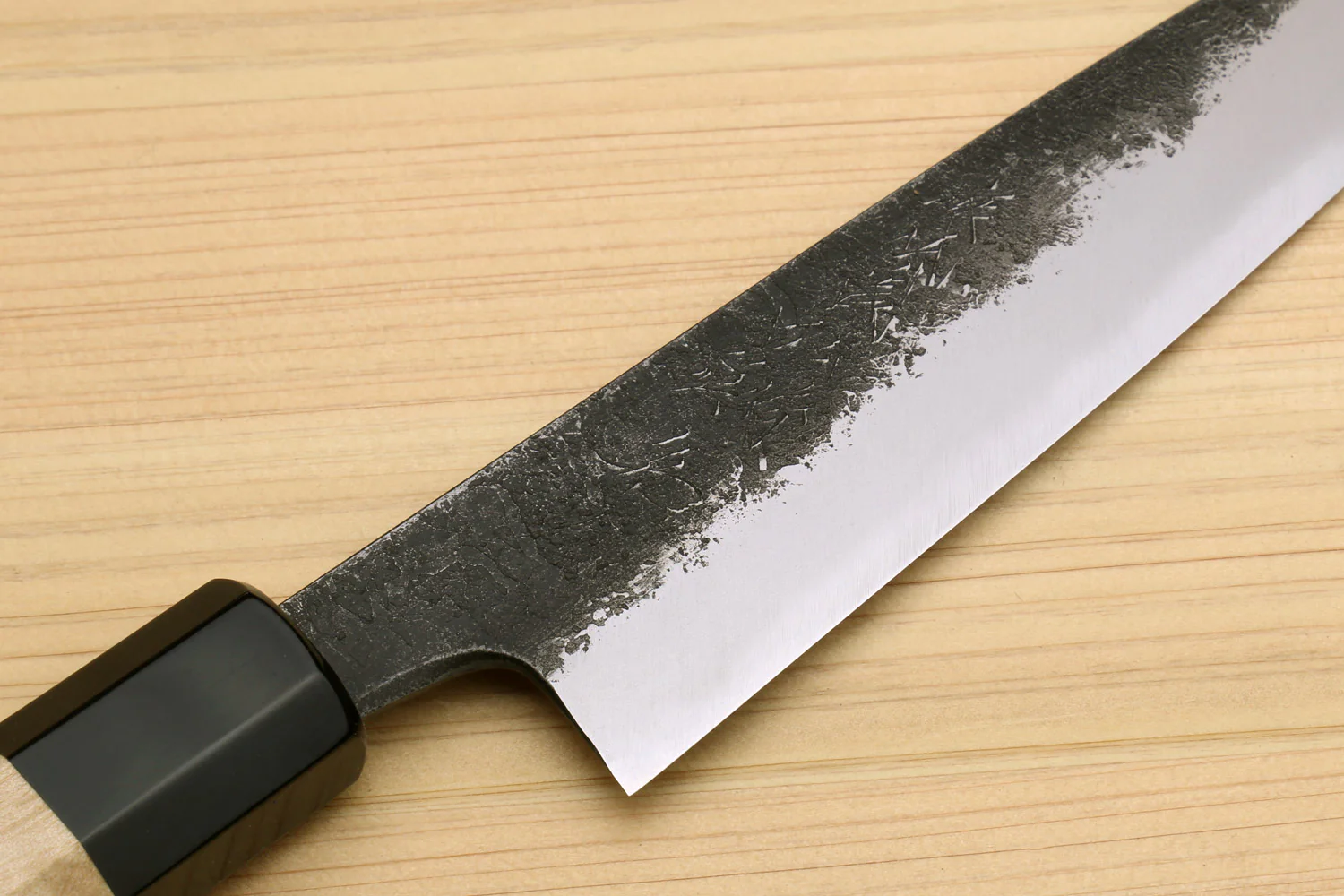 Yoshihiro Nashiji High Carbon White Steel MAZAKI Petty Utility Japanese Chefs Knife with Camphor Handle - Image 4