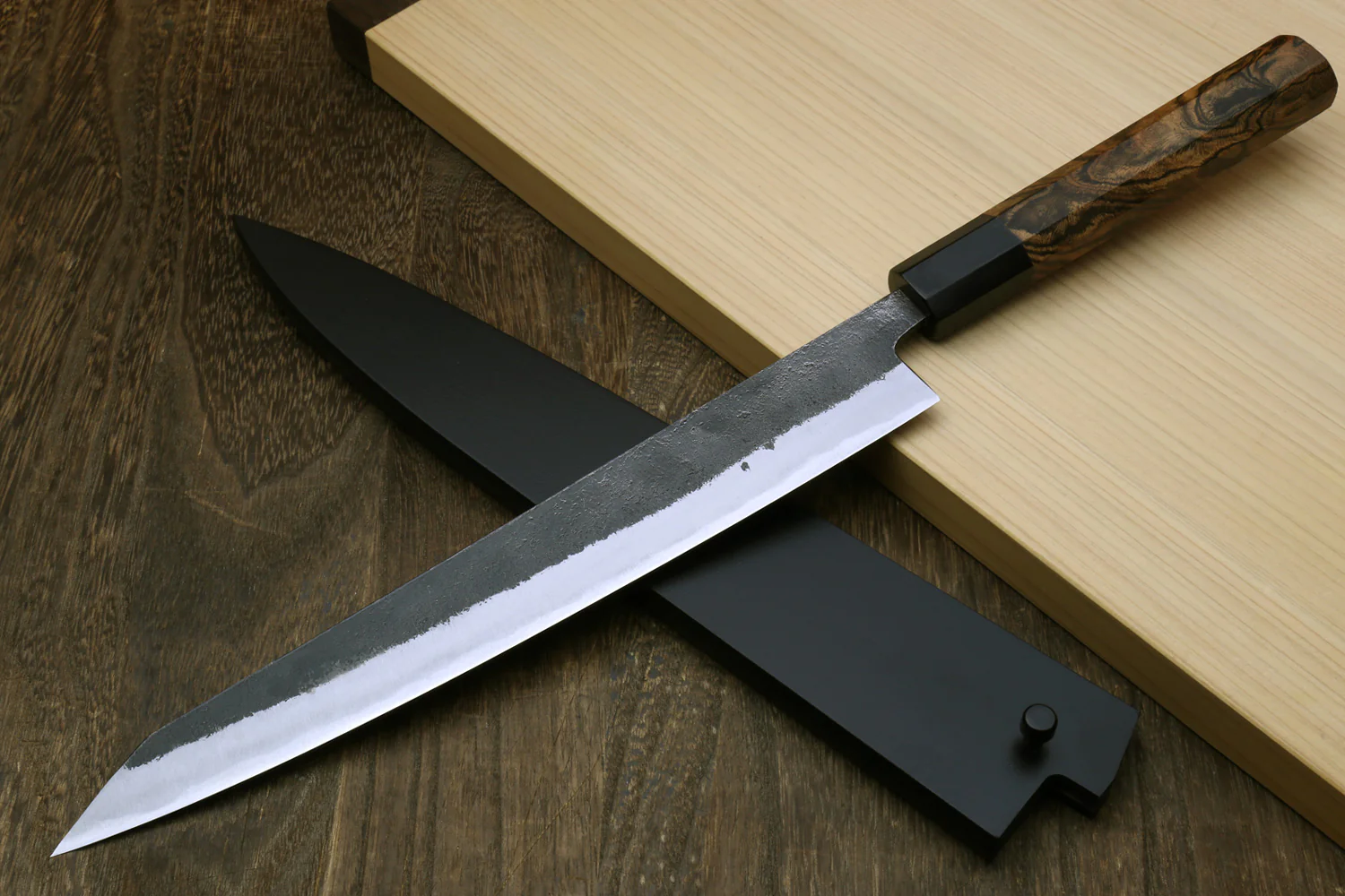 Yoshihiro Nashiji High Carbon White Steel #2 Sujihiki-Kiritsuke Japanese Slicer Knife with Cocobolo wood Handle - Image 3