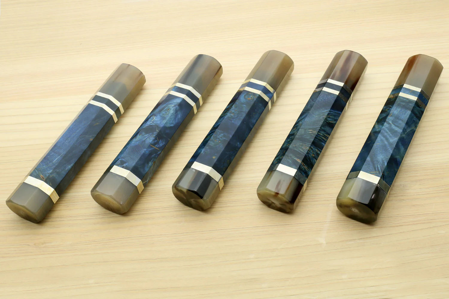 Yoshihiro Ocean Blue Handle with Water Buffalo Horn Bolster for Gyuto Chef Knife - Image 3