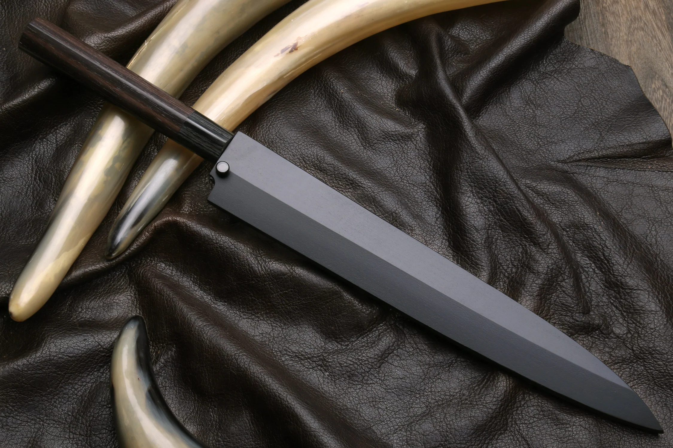 Yoshihiro Inox Stainless Steel Yanagi Sushi Sashimi Japanese Chef Knife Round Rosewood Handle with Nuri Saya Cover - Image 8