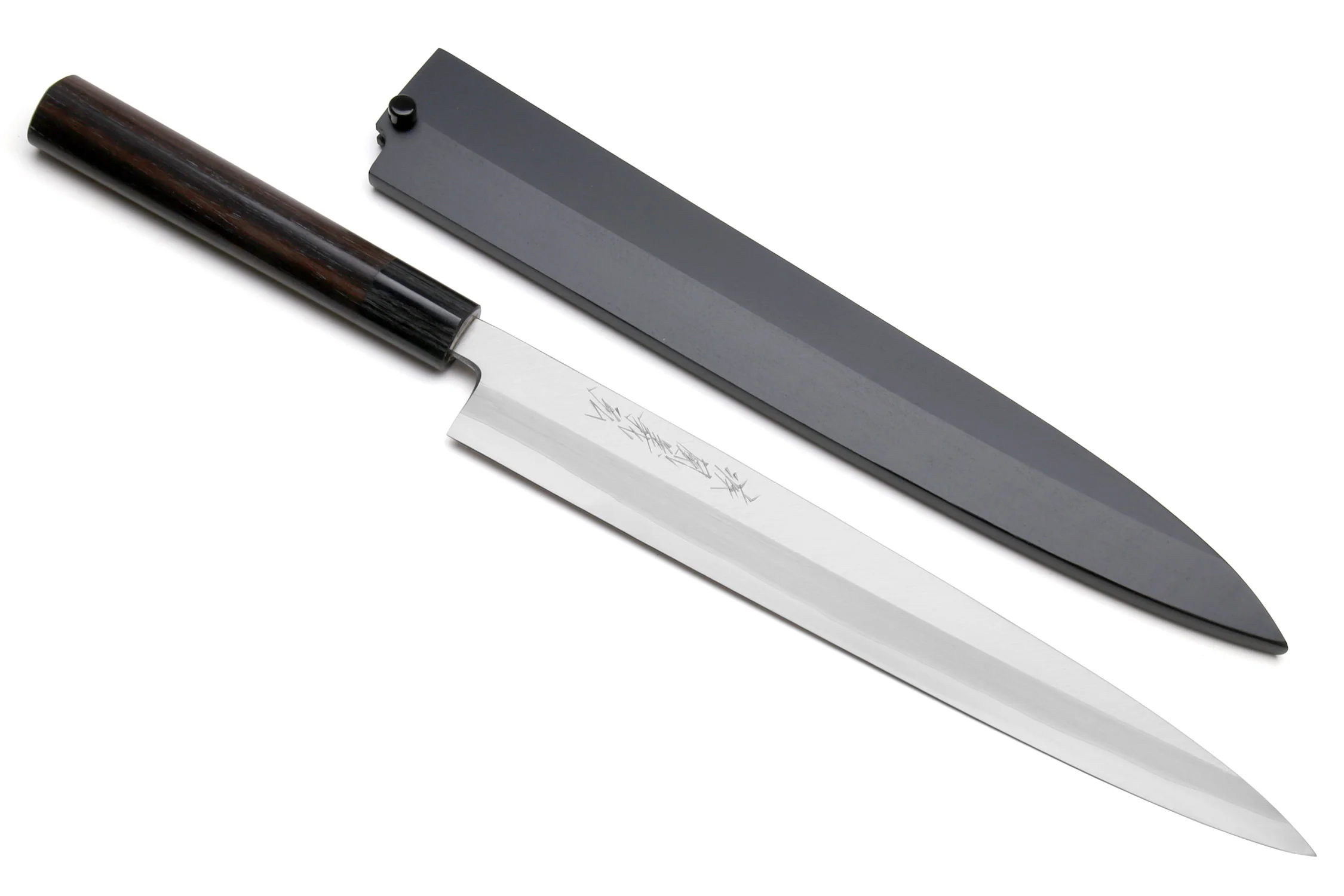 Yoshihiro Inox Stainless Steel Yanagi Sushi Sashimi Japanese Chef Knife Round Rosewood Handle with Nuri Saya Cover - Image 9