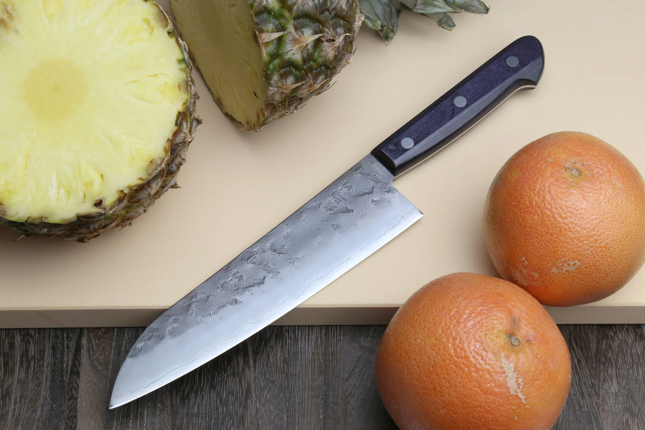 Yoshihiro Stainless Clad Nashiji Ginsan High Carbon Stain Resistant Steel Santoku Multipurpose Knife - Image 4