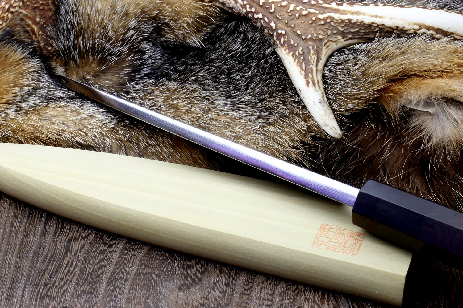 Yoshihiro Suminagashi Blue Steel #1 Deba fish fillet Chef knife, Ebony Handle - Image 5