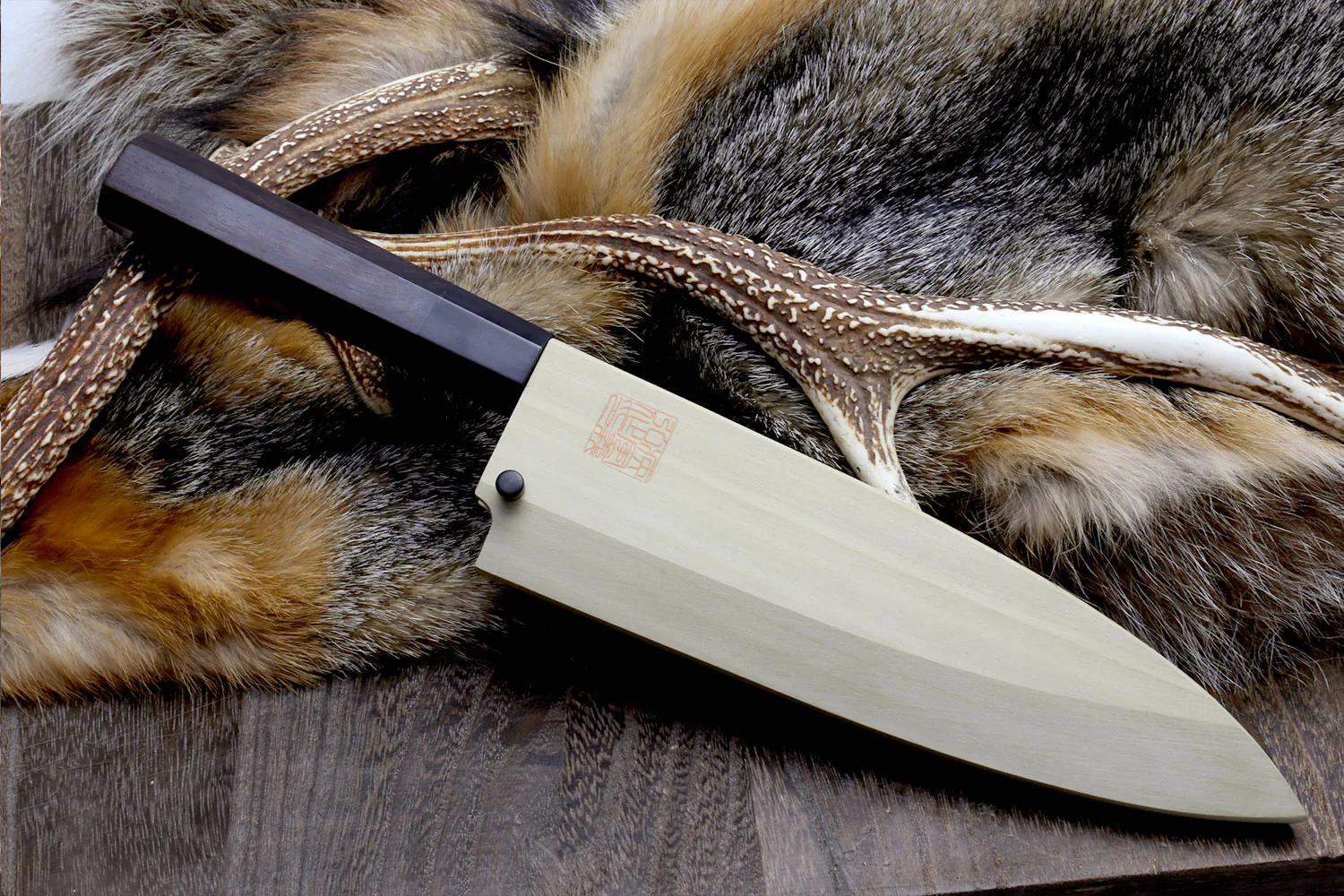 Yoshihiro Suminagashi Blue Steel #1 Deba fish fillet Chef knife, Ebony Handle - Image 6