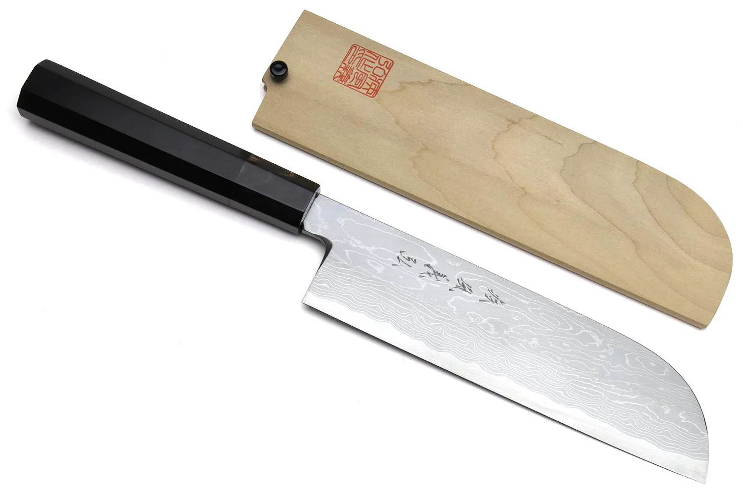 Yoshihiro Suminagashi Blue Steel #1 Kama Usuba Traditional Japanese vegetable Chopping Chef Knife, Ebony Wood Handle - Image 10