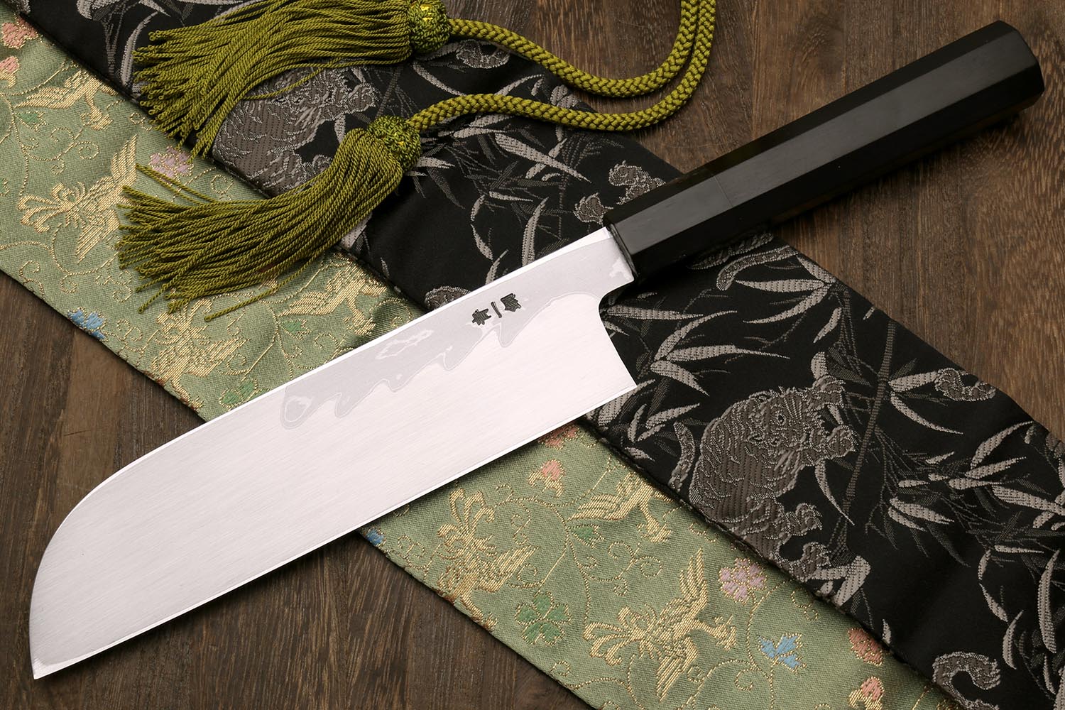 Yoshihiro Suminagashi Blue Steel #1 Kama Usuba Traditional Japanese vegetable Chopping Chef Knife, Ebony Wood Handle - Image 2