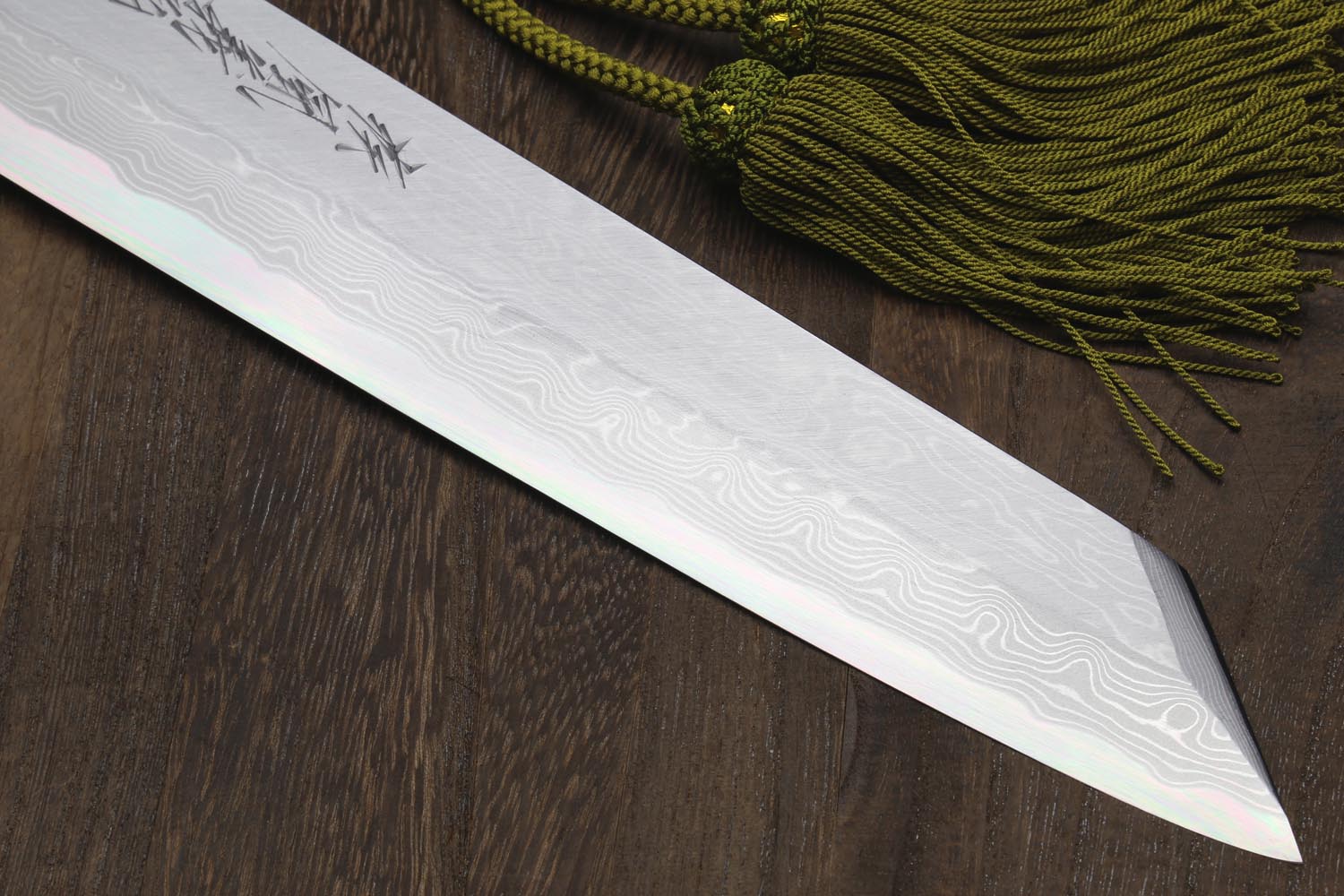 Yoshihiro Suminagashi Blue Steel #1 Kiritsuke Multipurpose Japanese Chef Knife Ebony wood Handle & Saya - Image 6