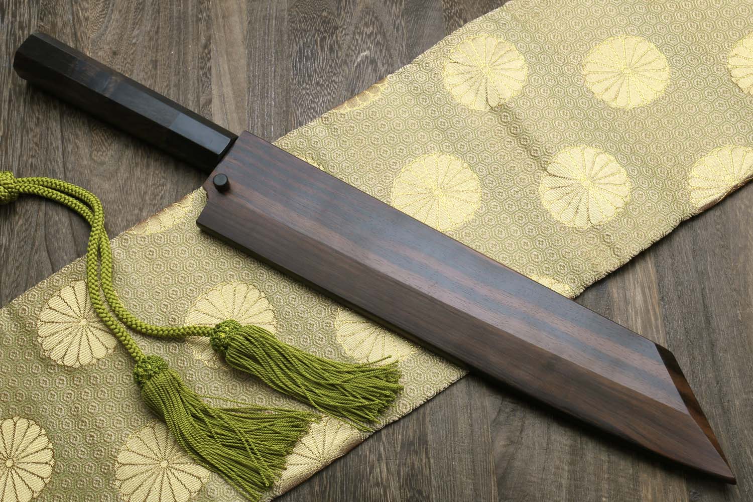 Yoshihiro Suminagashi Blue Steel #1 Kiritsuke Multipurpose Japanese Chef Knife Ebony wood Handle & Saya - Image 8