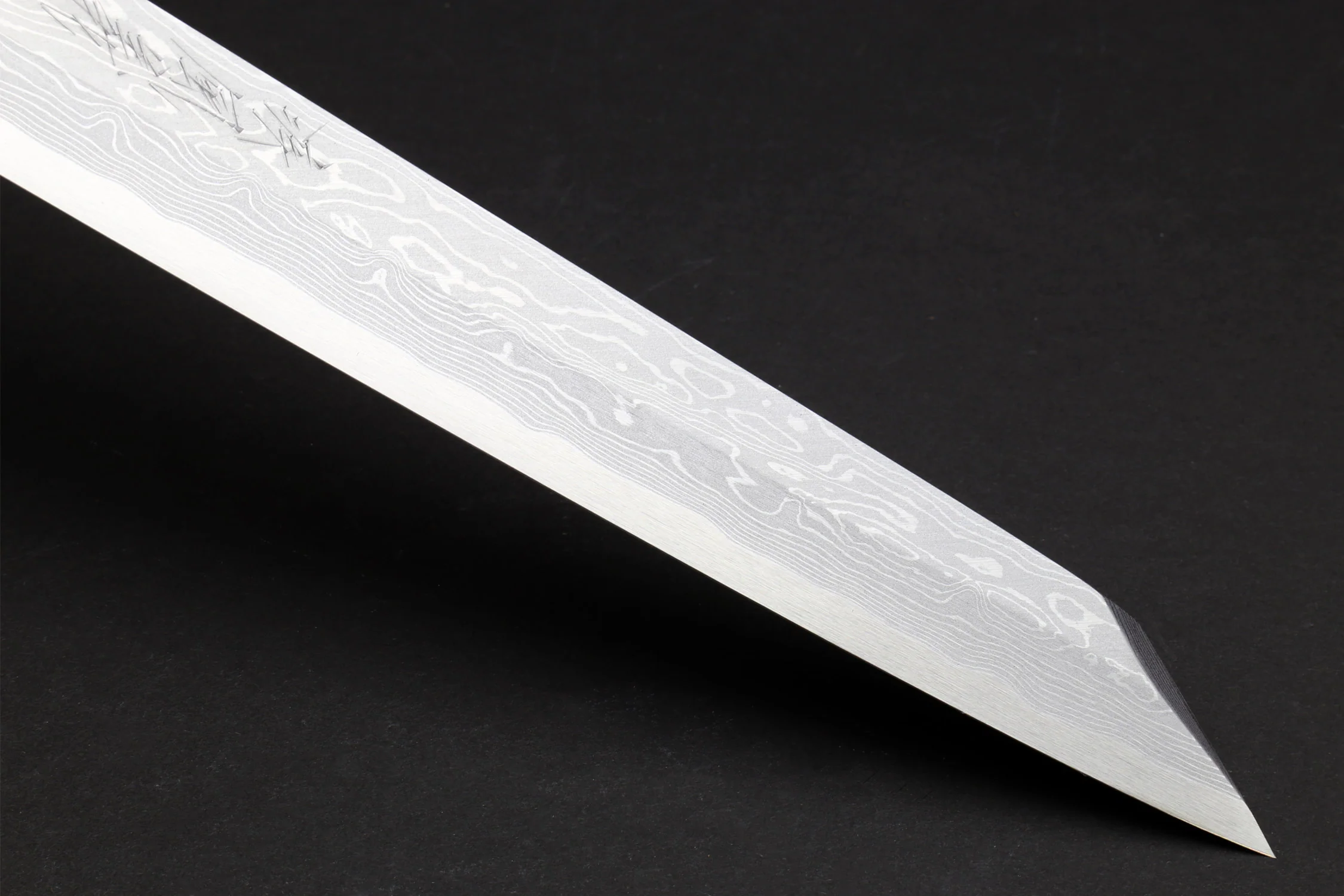 Yoshihiro Suminagashi Blue Steel #1 Yanagi Kiritsuke Sushi Sashimi Japanese Knife Ebony Handle with Ebony Saya - Image 4