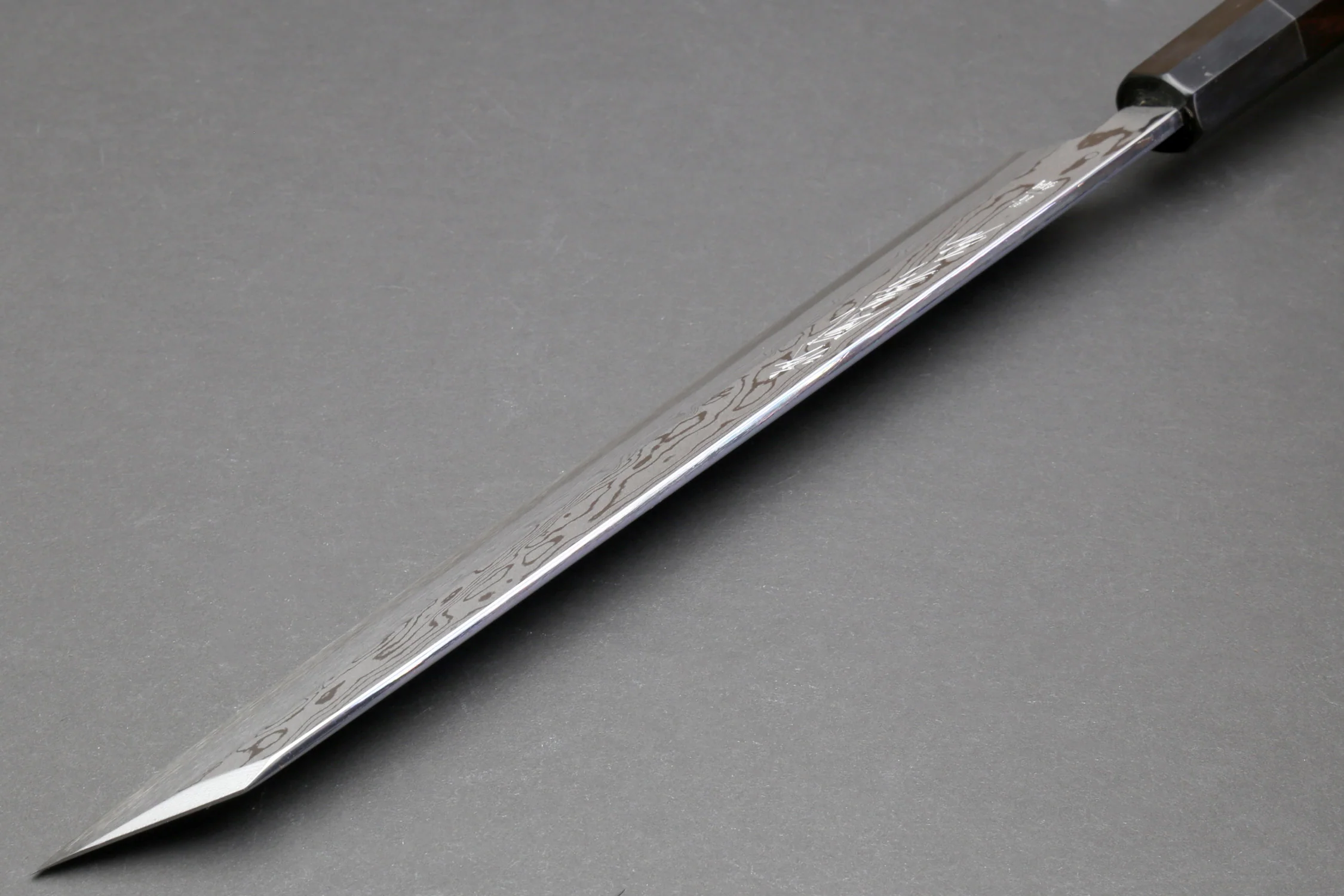 Yoshihiro Suminagashi Blue Steel #1 Yanagi Kiritsuke Sushi Sashimi Japanese Knife Ebony Handle with Ebony Saya - Image 8