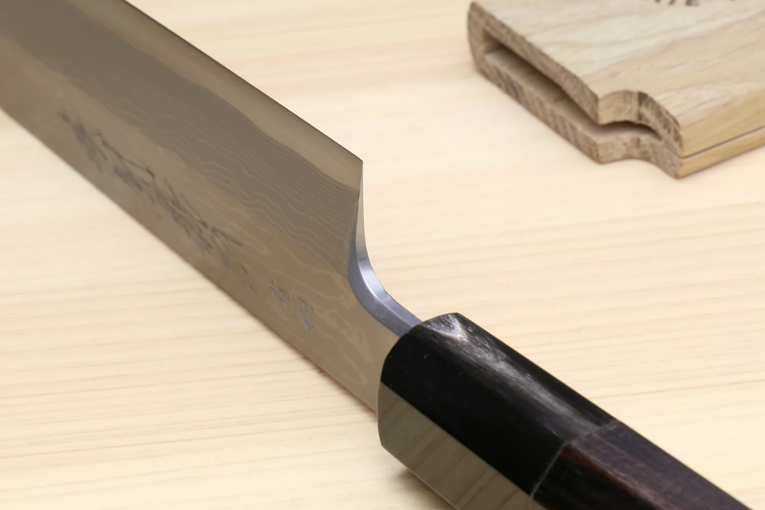 Yoshihiro Suminagashi Blue Steel #1 Yanagi Sushi Sashimi Japanese Knife Ebony Handle - Image 8
