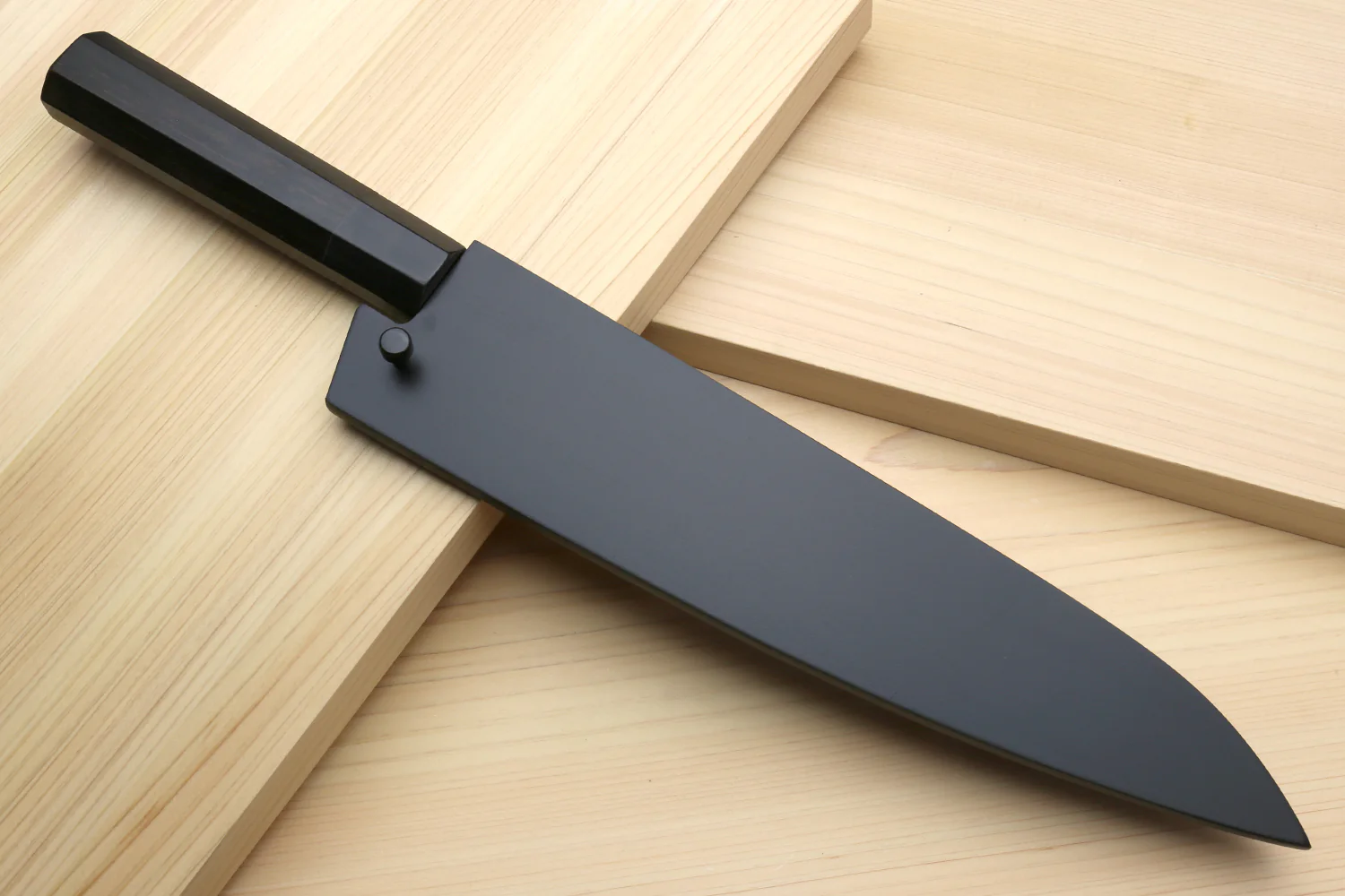Yoshihiro Super Blue Steel Stainless Clad Hammered Gyuto Chefs Knife Ebony Handle (Blade Length 9.5" (240mm)) - Image 8