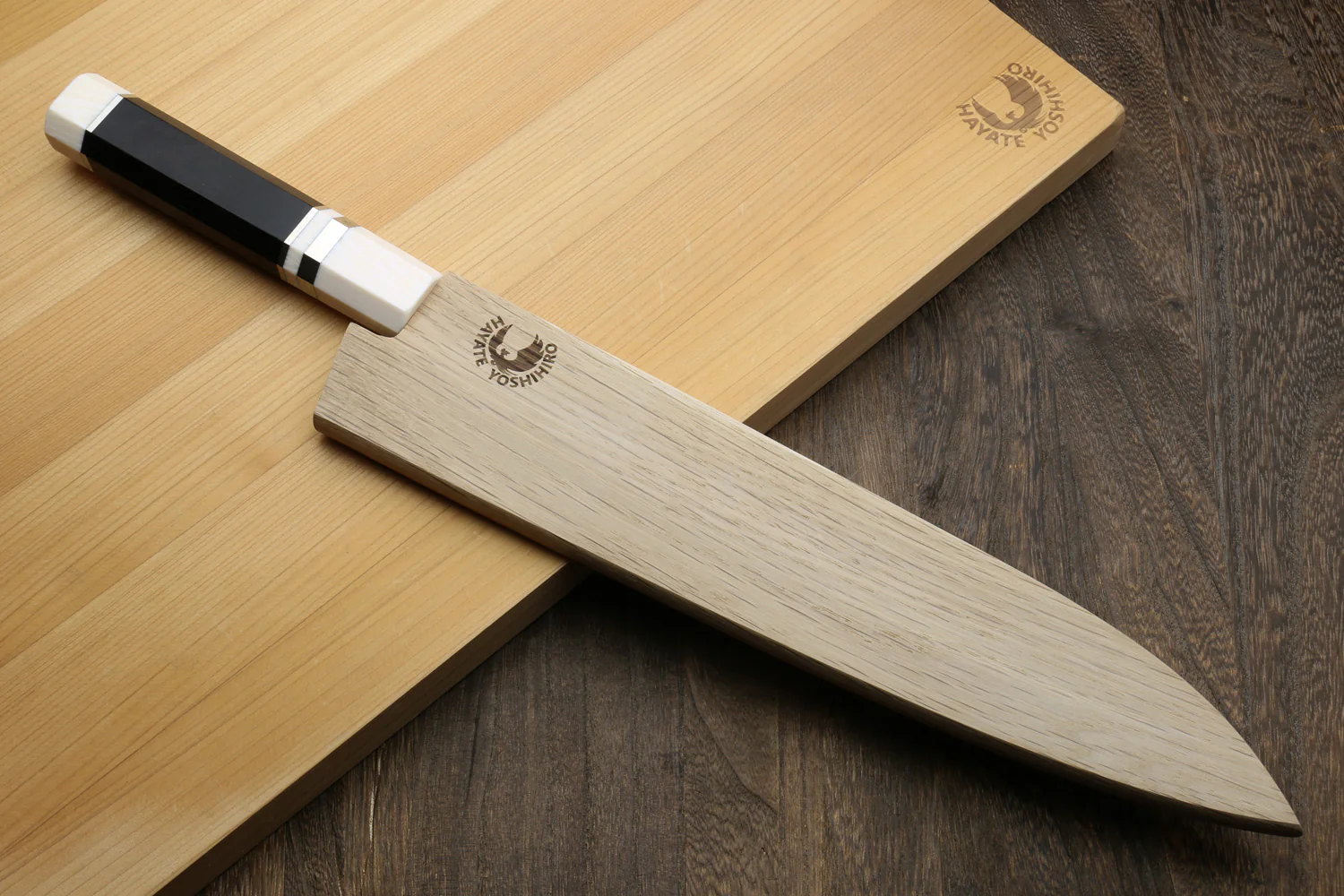Yoshihiro Super Blue Steel Stainless Clad Hammered Gyuto Chefs Knife Ebony Wood Handle with Alternative Ivory Bolster (Blade Length: 240mm(9.5")) - Image 6