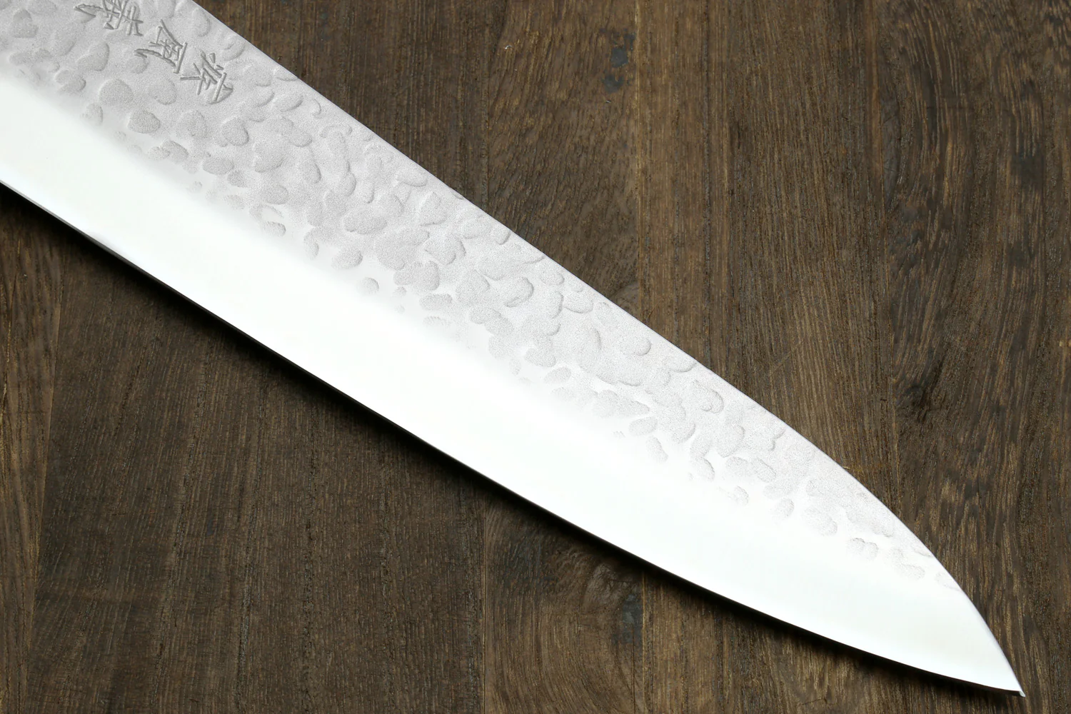 Yoshihiro Super Blue Steel Stainless Clad Hammered Gyuto Chefs Knife Stabilized Handle 240mm 9.5 inch - Image 5