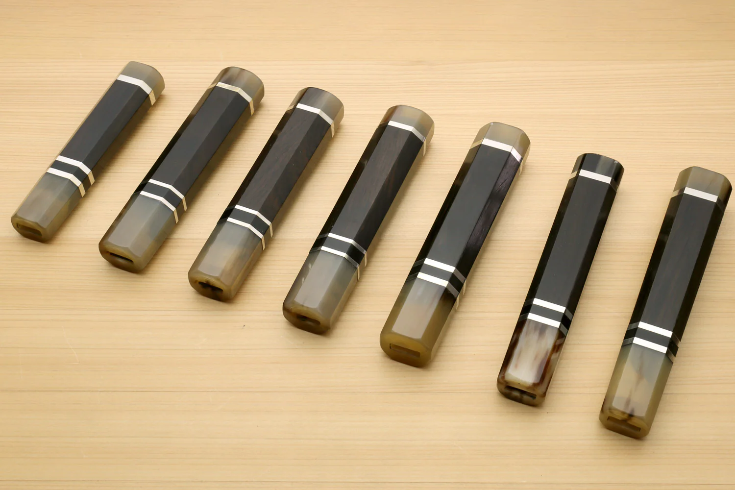 Yoshihiro Triple Ring Ebony Handle with Water Buffalo Horn Bolster for Sujihiki Slicer Knife - Image 3