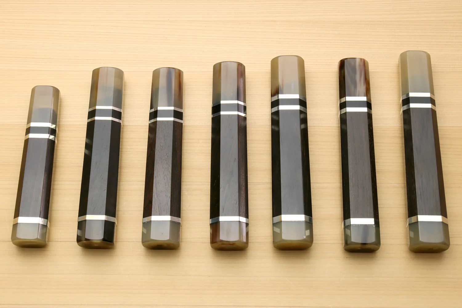 Yoshihiro Triple Ring Ebony Handle with Water Buffalo Horn Bolster for Sujihiki Slicer Knife - Image 4