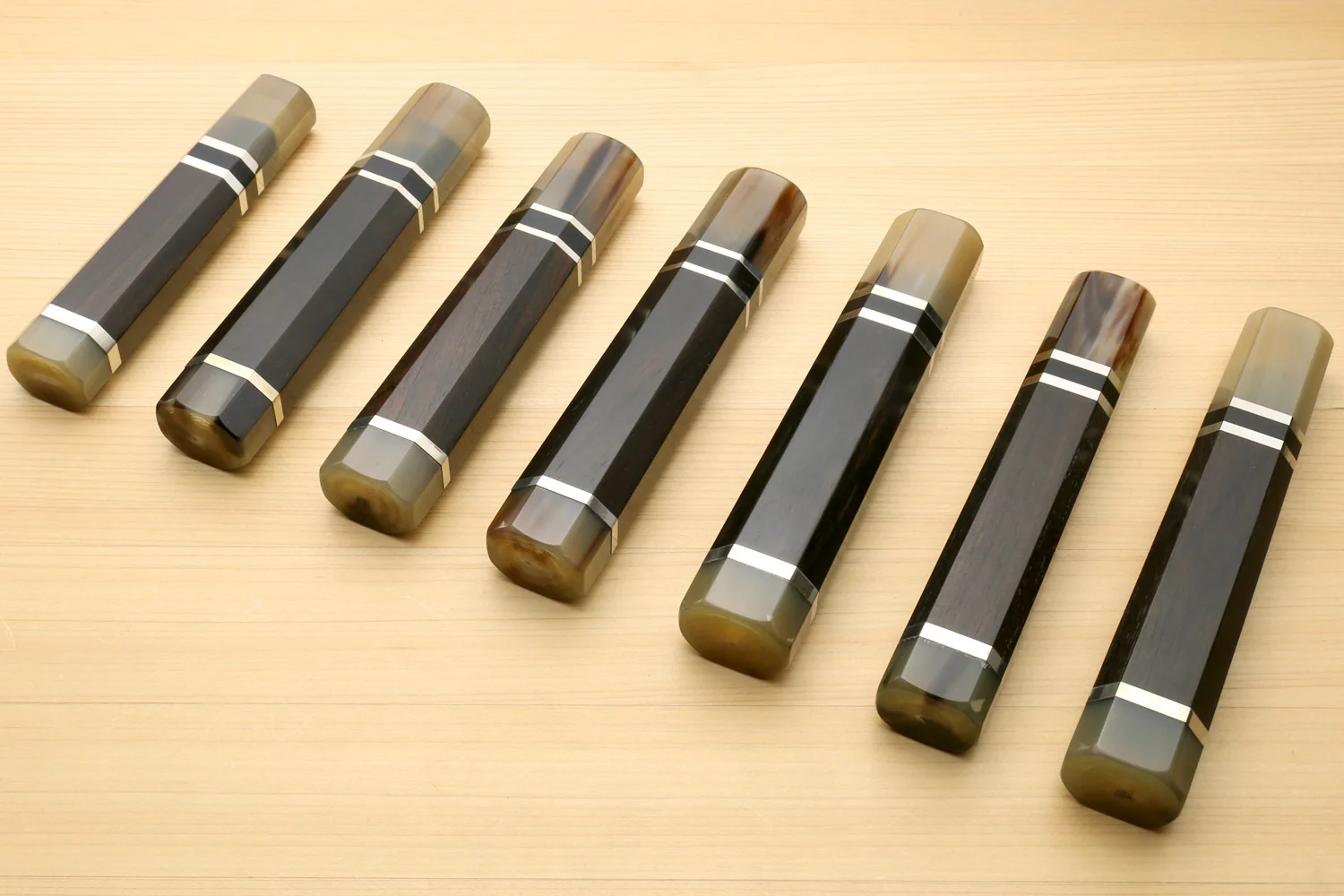 Yoshihiro Triple Ring Ebony Handle with Water Buffalo Horn Bolster for Sujihiki Slicer Knife - Image 5