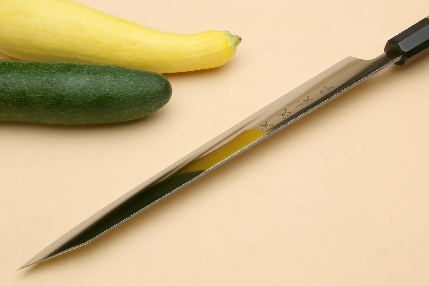Yoshihiro VG-1 Gold Stainless Steel Sujihiki Kiritsuke Japanese Slicer Chefs Knife Ambrosia Handle - Image 6