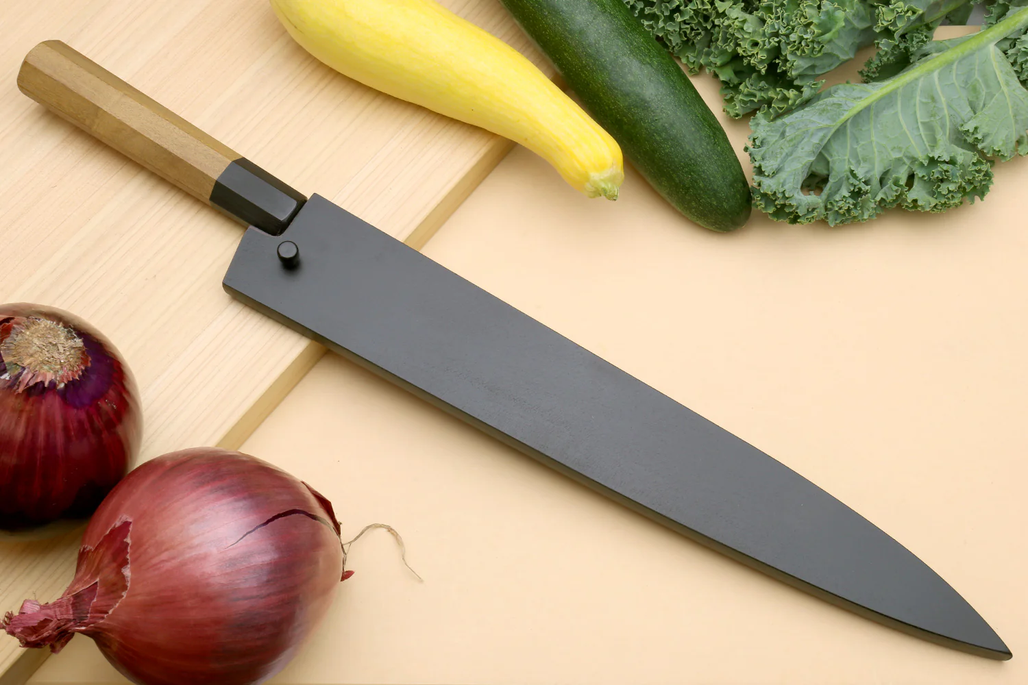 Yoshihiro VG-1 Gold Stainless Steel Sujihiki Kiritsuke Japanese Slicer Chefs Knife Ambrosia Handle - Image 8