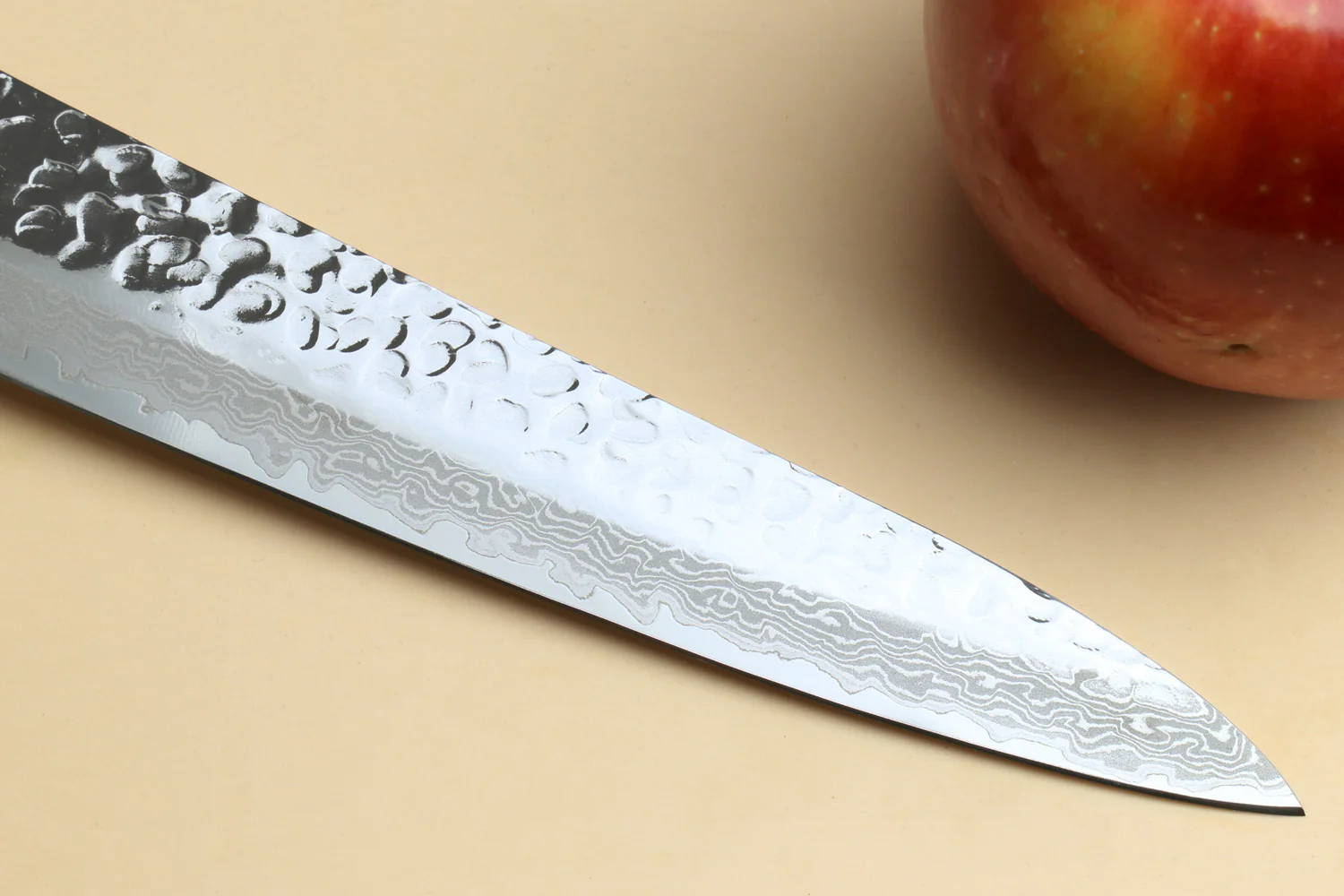 Yoshihiro VG-10 46 Layers Hammered Damascus Sujihiki Japanese Slicer Knife Octagonal Turquoise Blue Handle (Blade Length: 9.5" (240mm)) - Image 4