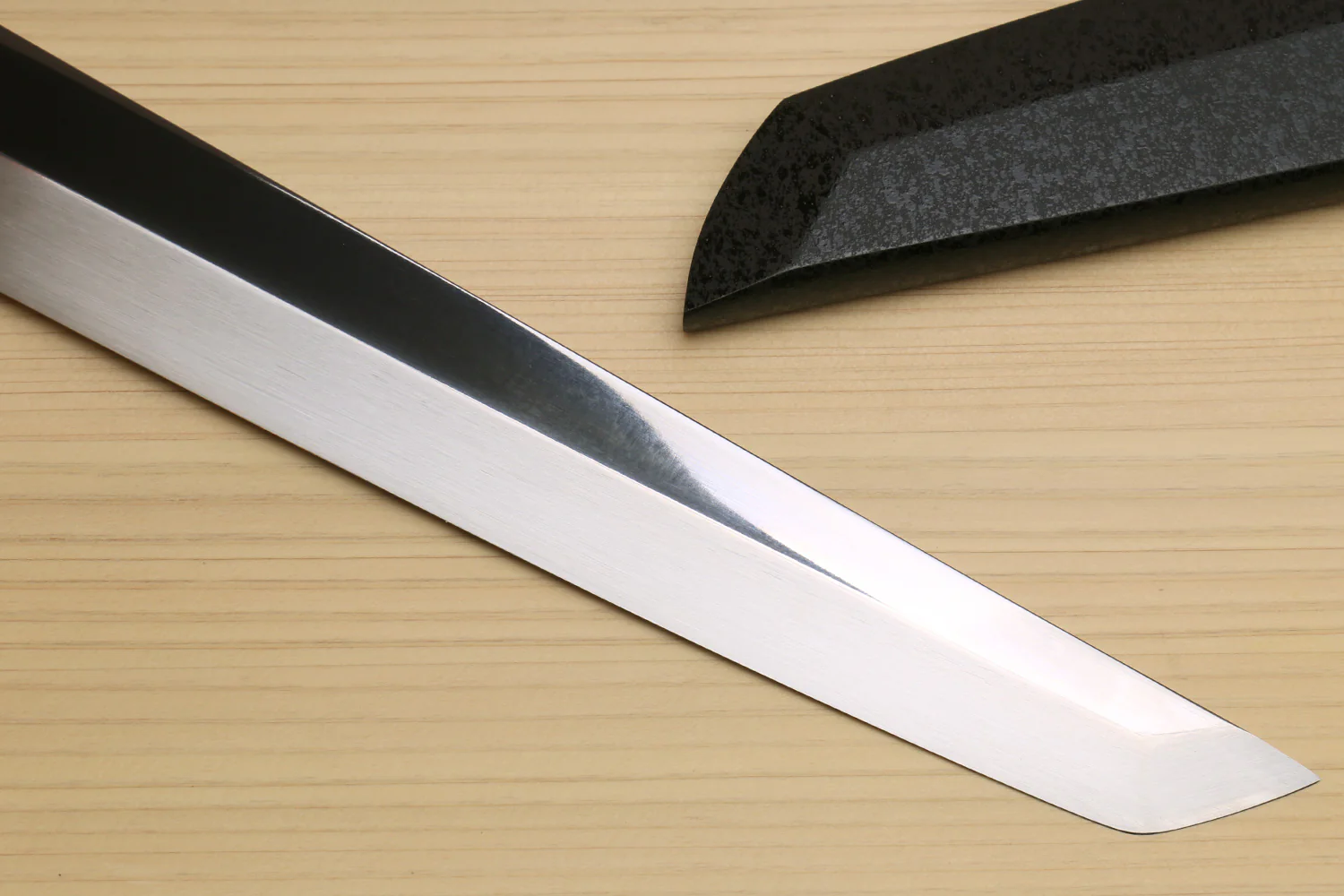 Yoshihiro VG-10 Honyaki Sakimaru Takobiki Japanese Sushi Sashimi Knife with Double Nickel Silver Ring Corian Ebony Handle - Image 3
